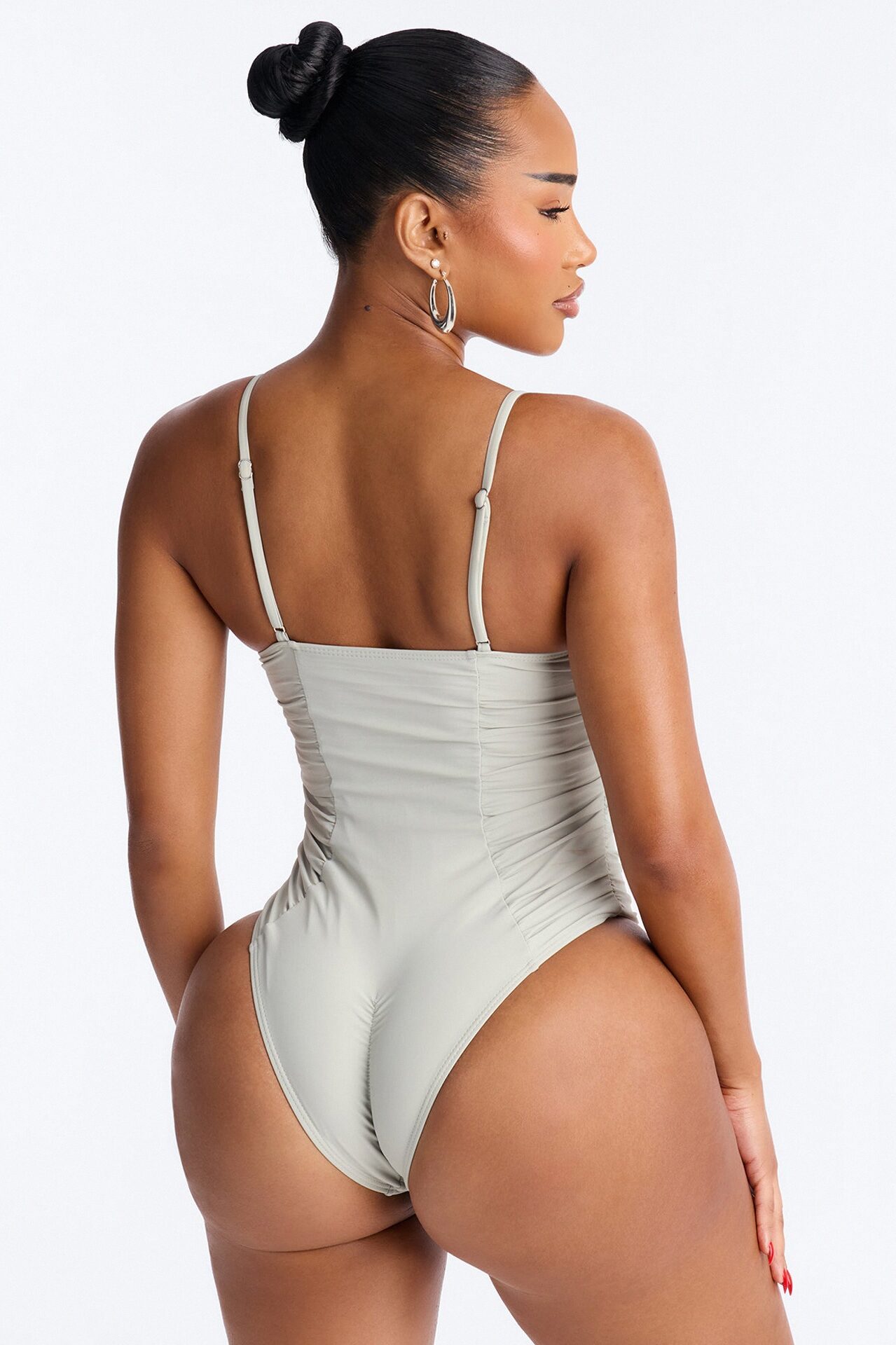 Sunsets In Aruba Underwire Ruched 1 Piece Swimsuit - Sage