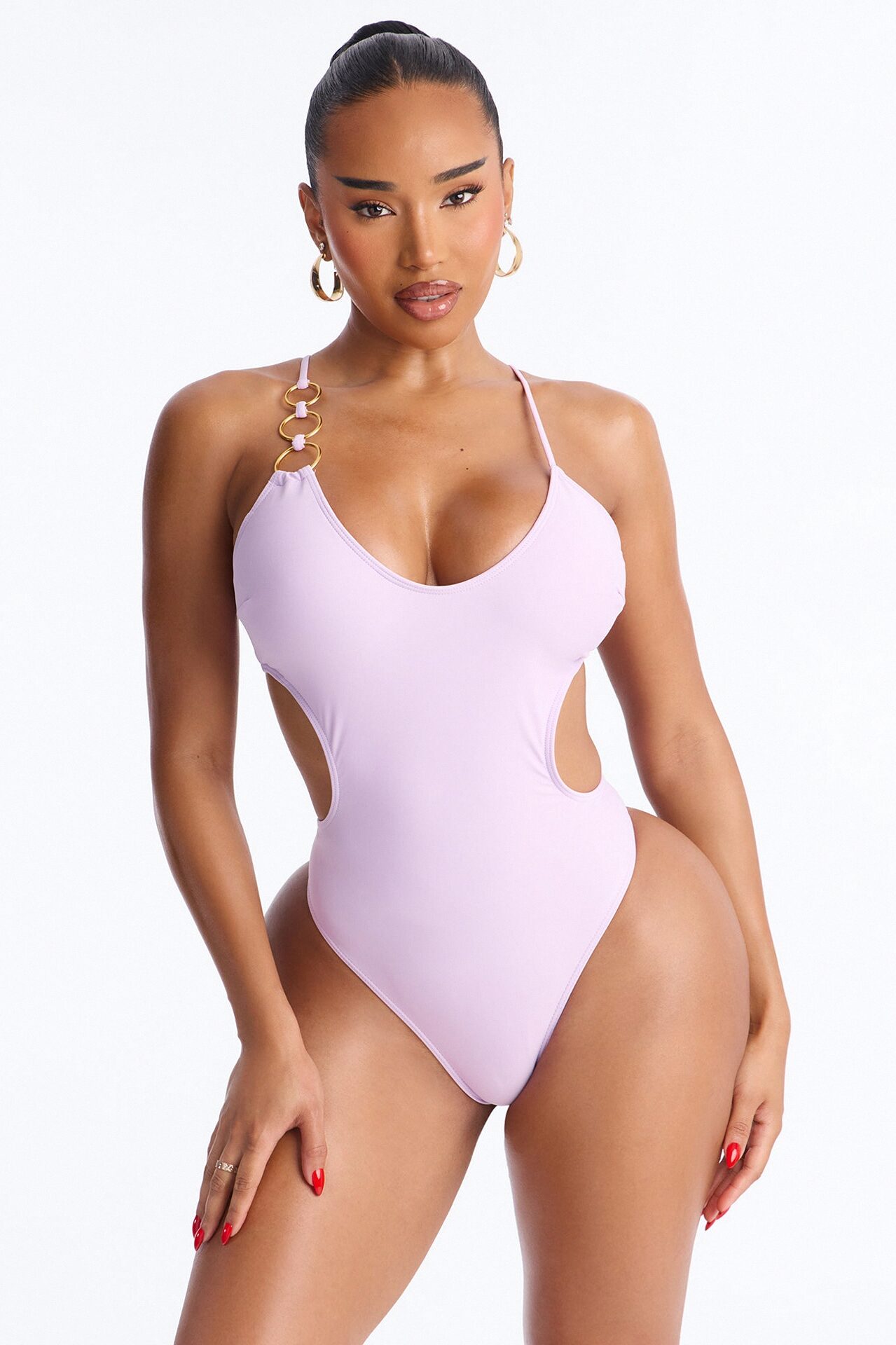 Coconut Life O-Ring Asymmetrical Side Out 1 Piece Swimsuit - Lavender
