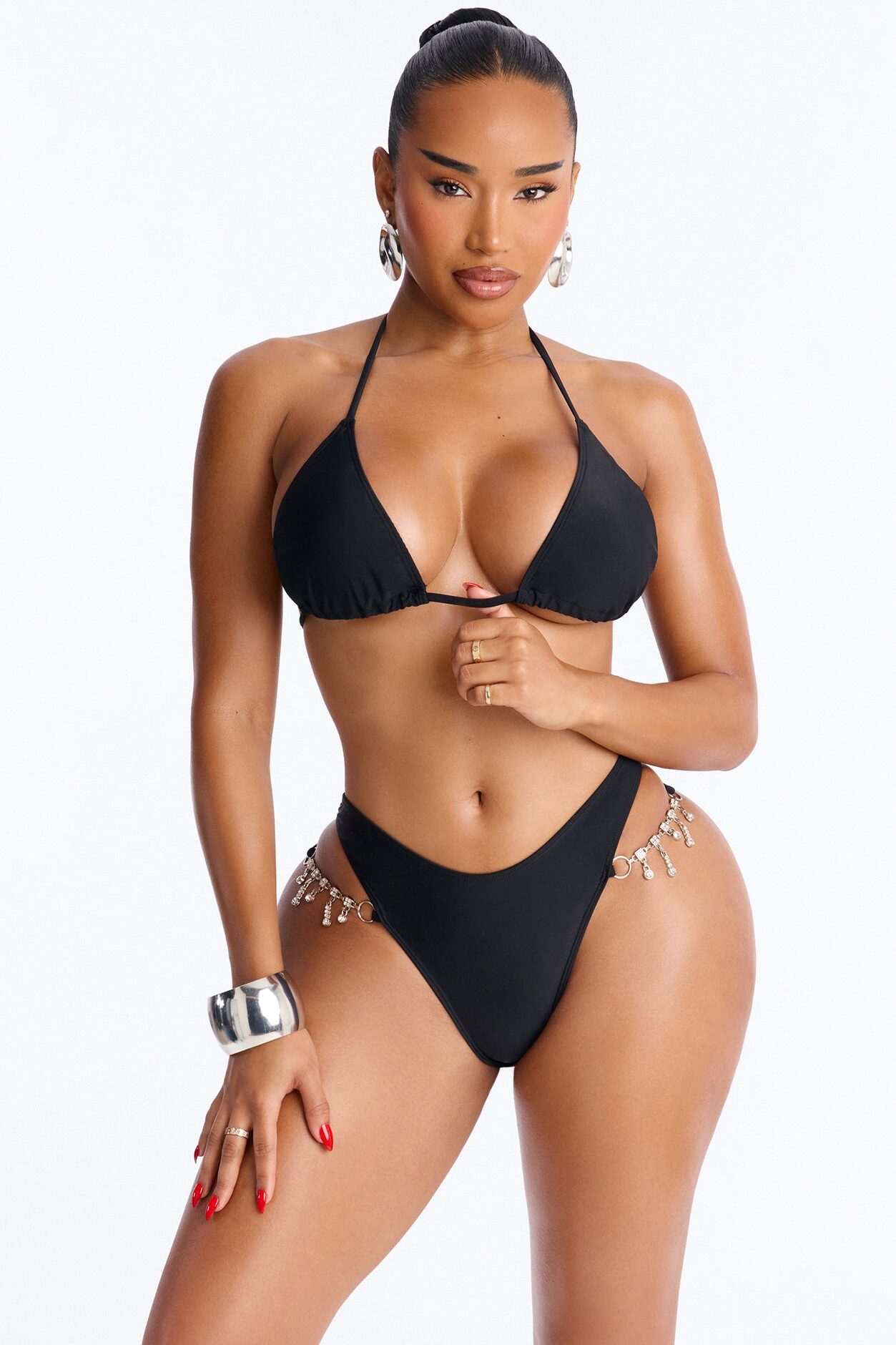 Love Chain 2 Piece Triangle Chain Bikini Set - Black