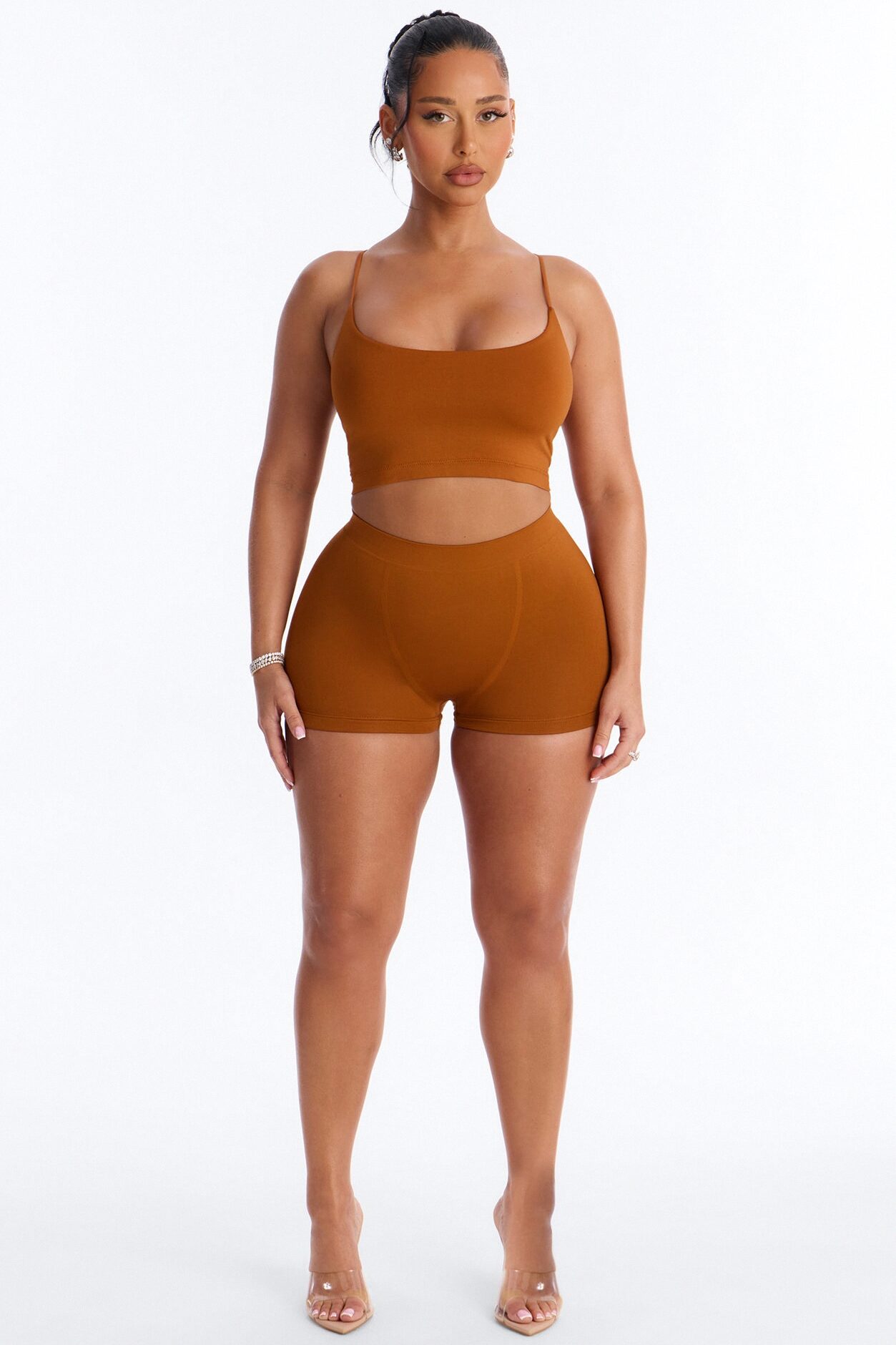 Seamless Smooth Base Layer Double Lined Cami Crop Top - Copper