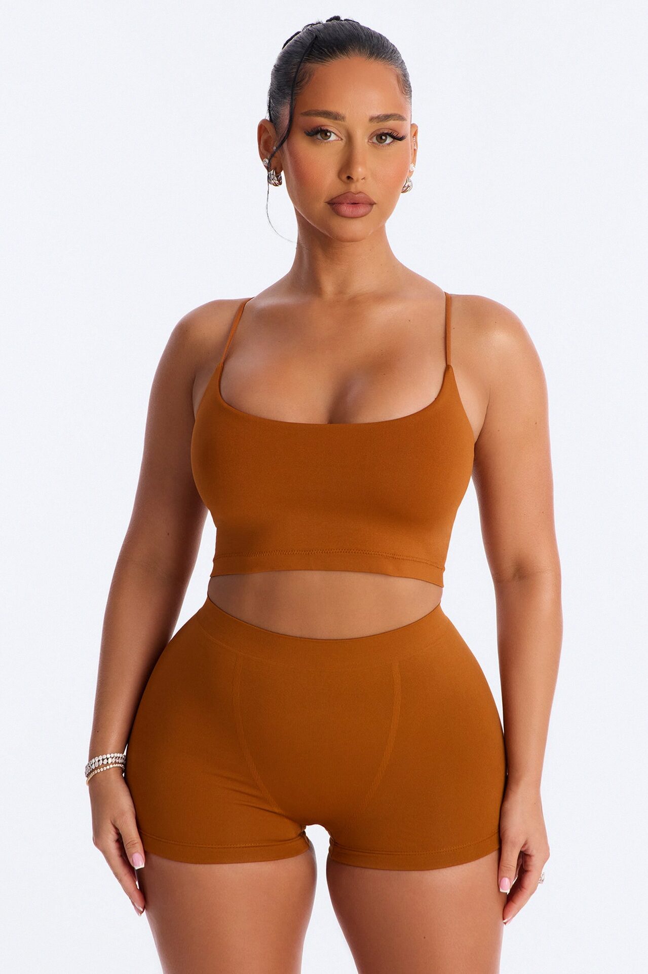 Seamless Smooth Base Layer Double Lined Cami Crop Top - Copper