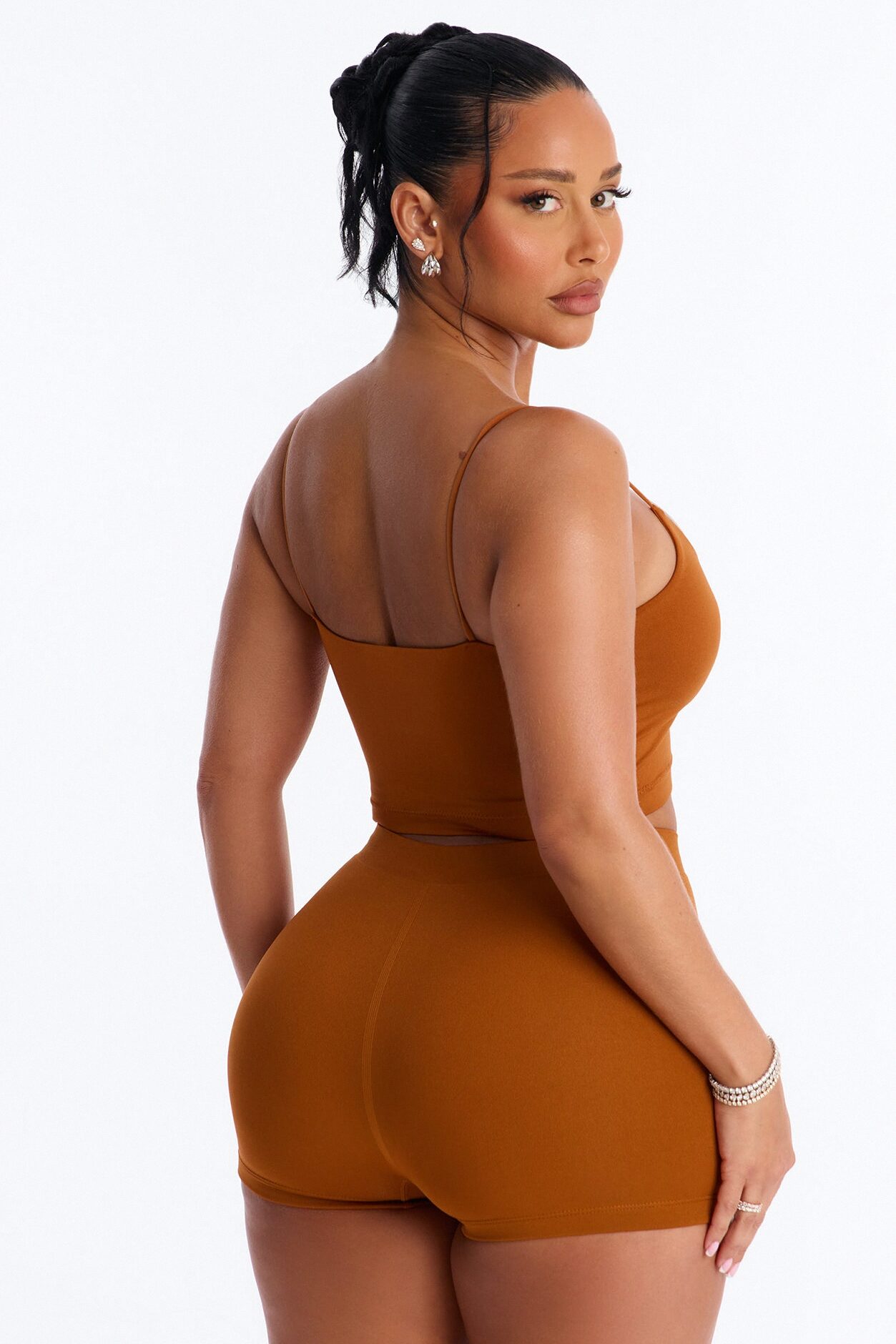 Seamless Smooth Base Layer Double Lined Cami Crop Top - Copper