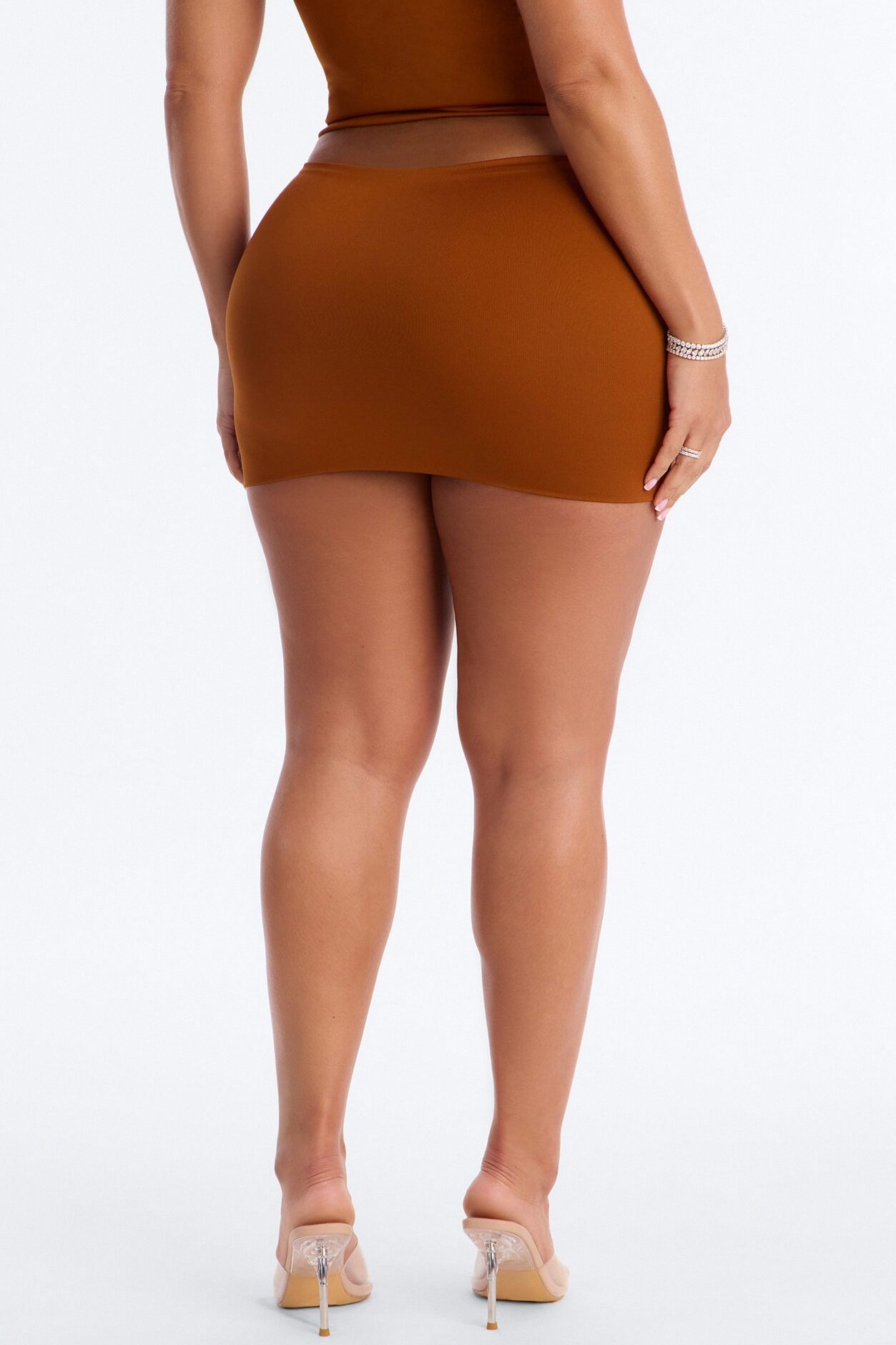Contour Double Lined Mini Skirt - Copper