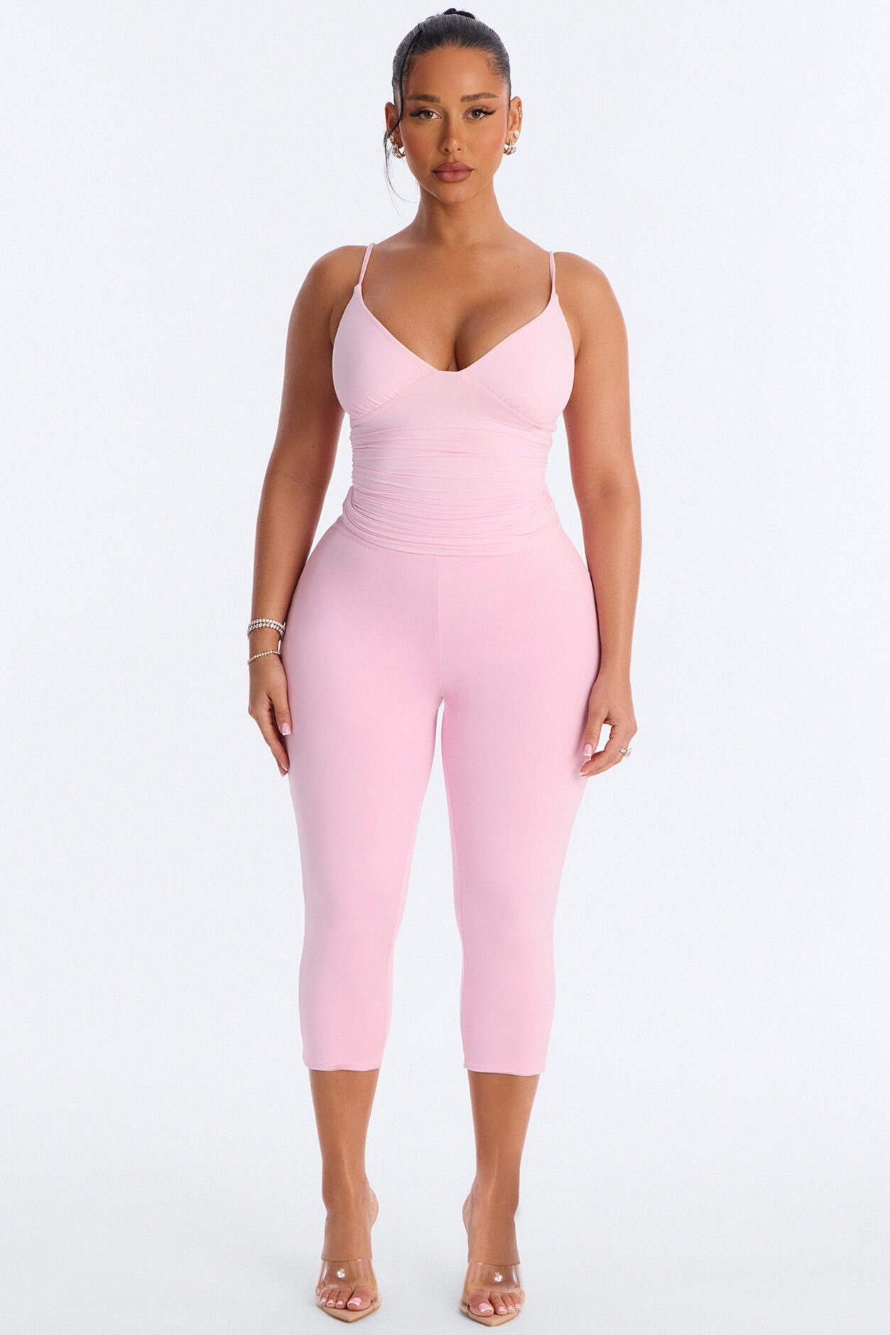 Second Skin Bra Pad V Neck Cami - Light Pink