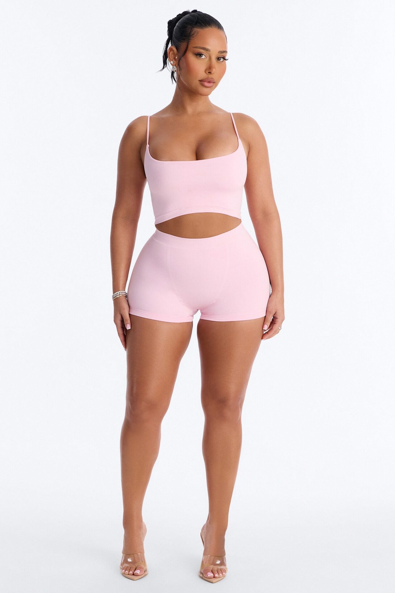 Seamless Smooth Double Lined Micro Hot Short - Light Pink