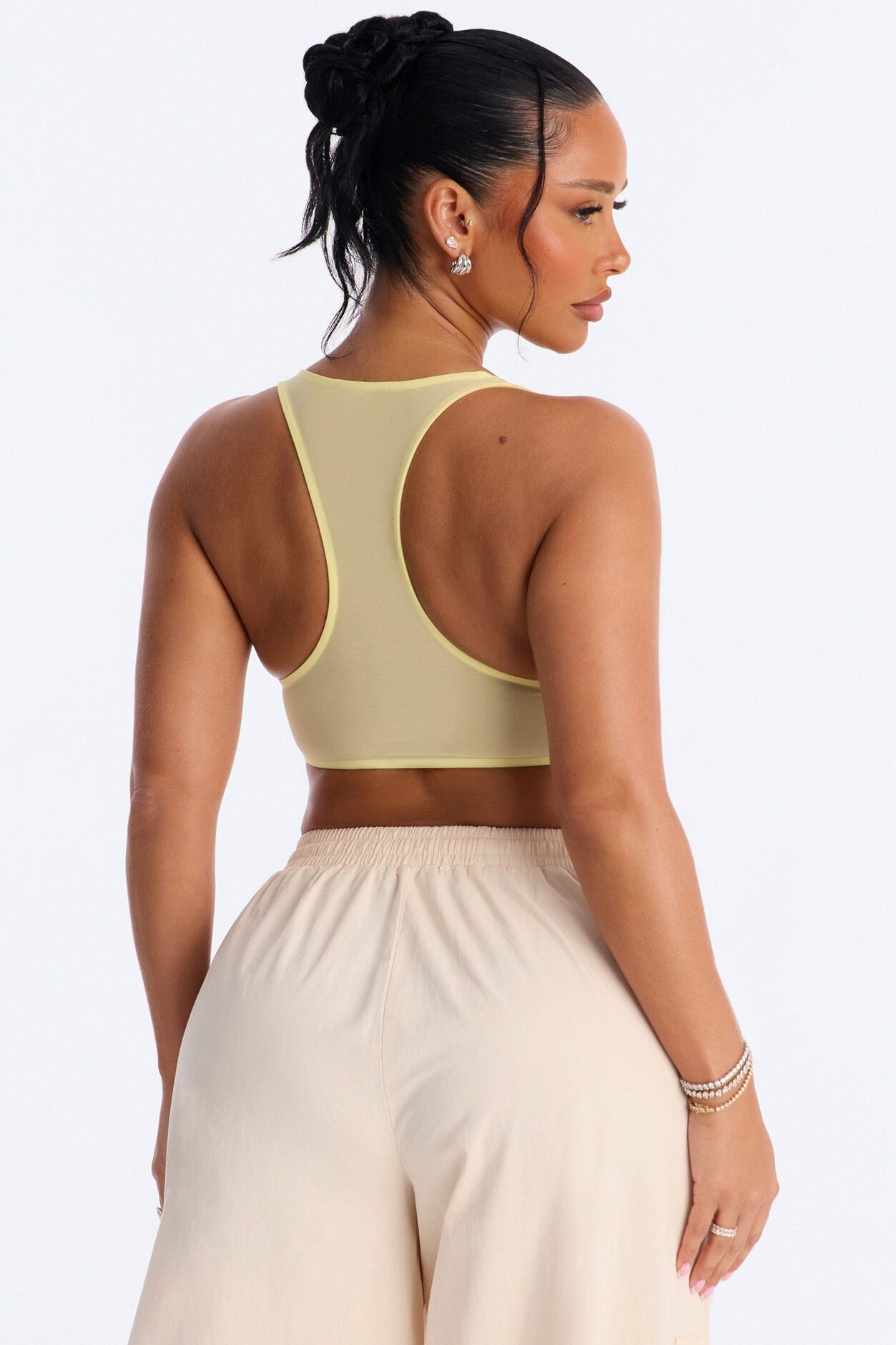 Power Mesh Racerback Bra Top - Yellow