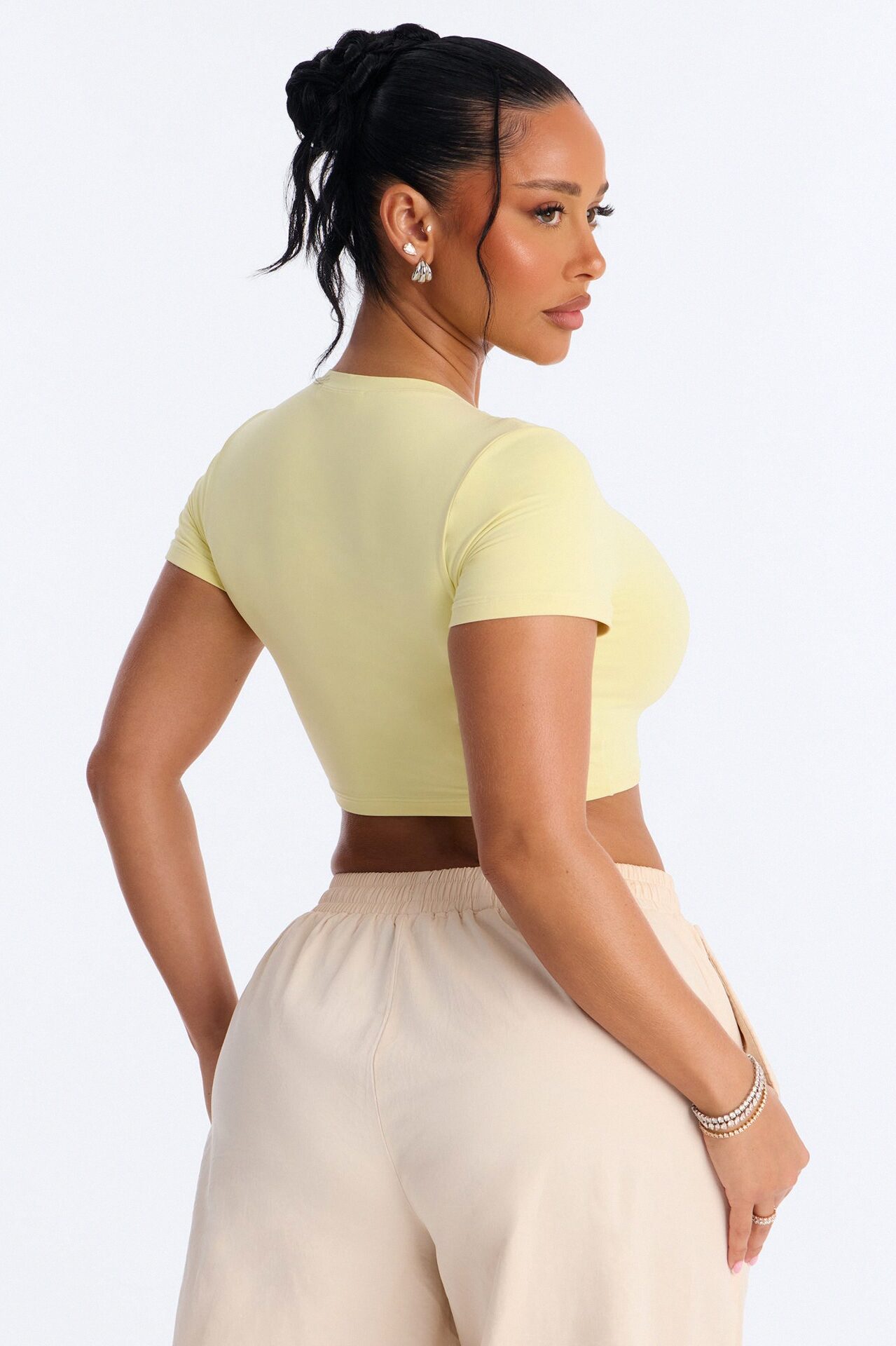 Second Skin Double Lined Super Cropped Tee - Yellow