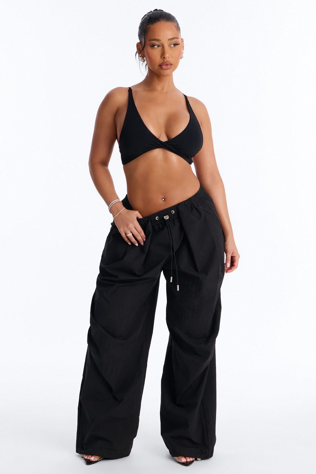 Second Skin Deep V Neck Bra Top - Black