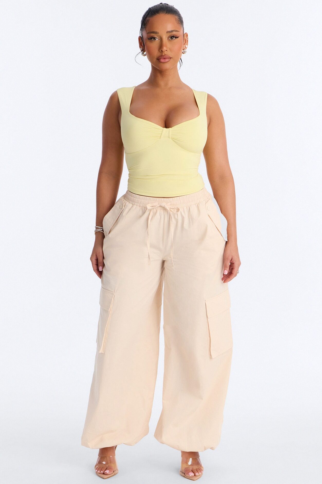 Second Skin Padded Sweetheart Neck Top - Yellow