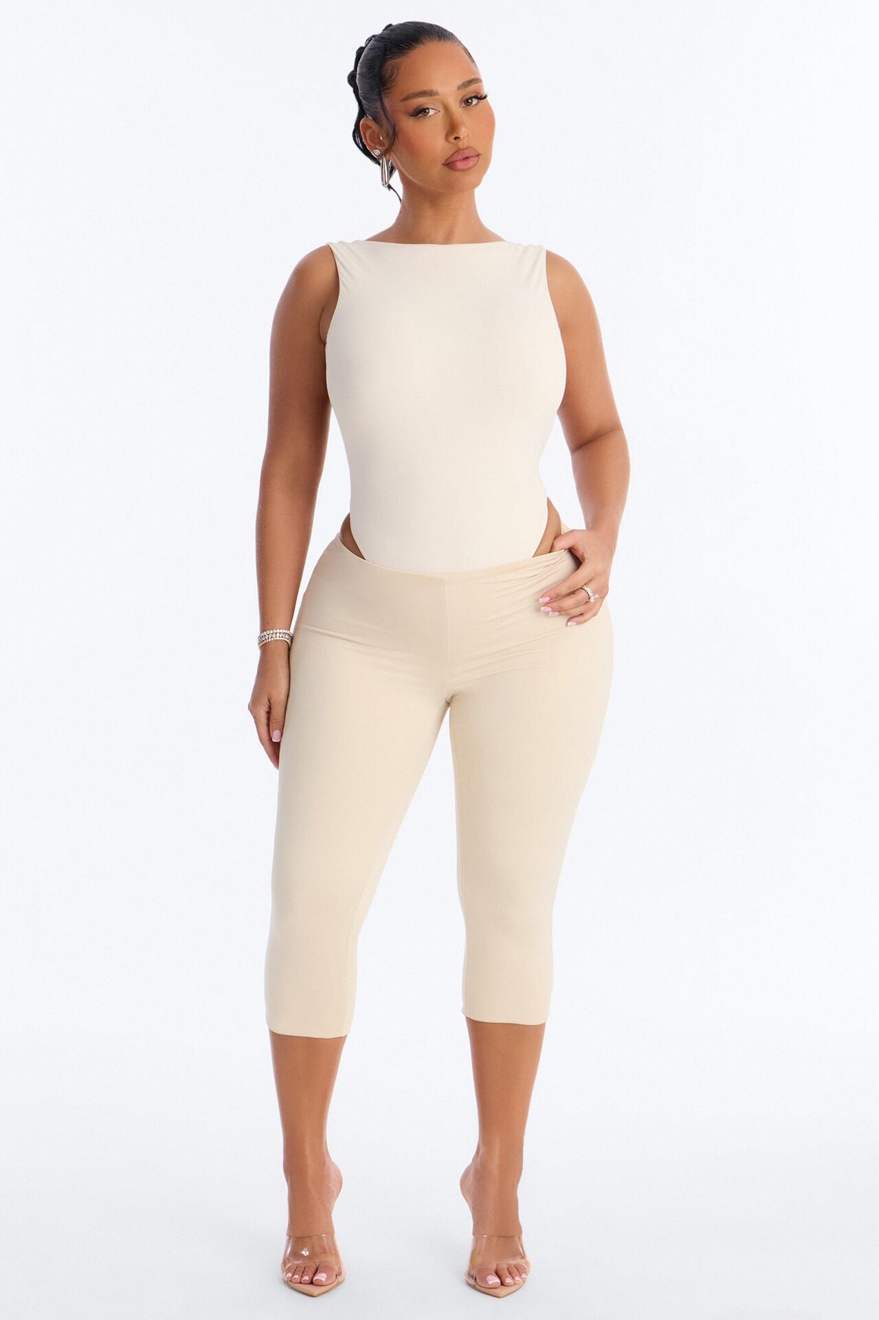 Second Skin Double Lined Backless Bodysuit - Bone