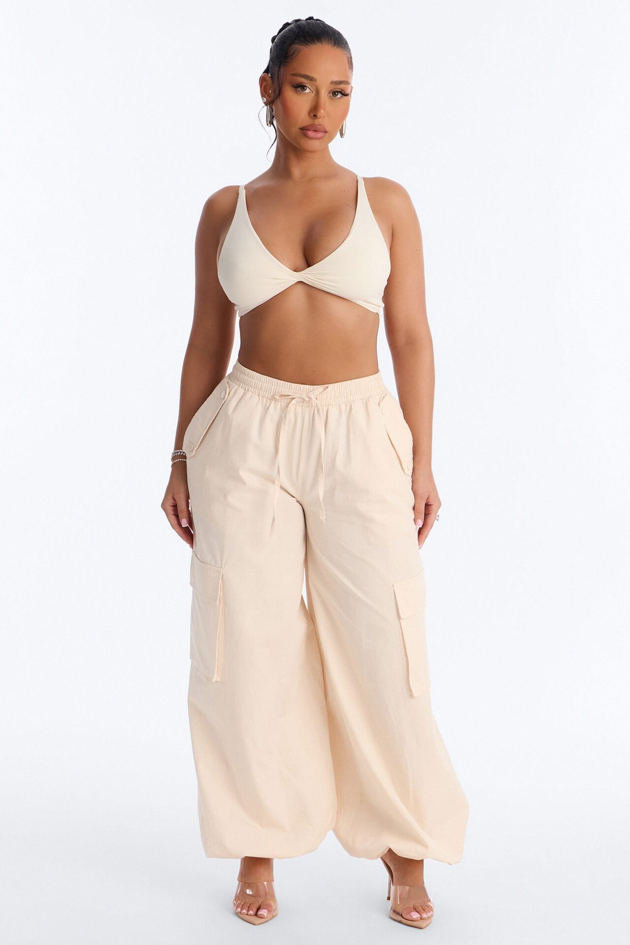 Second Skin Deep V Neck Bra Top - Bone