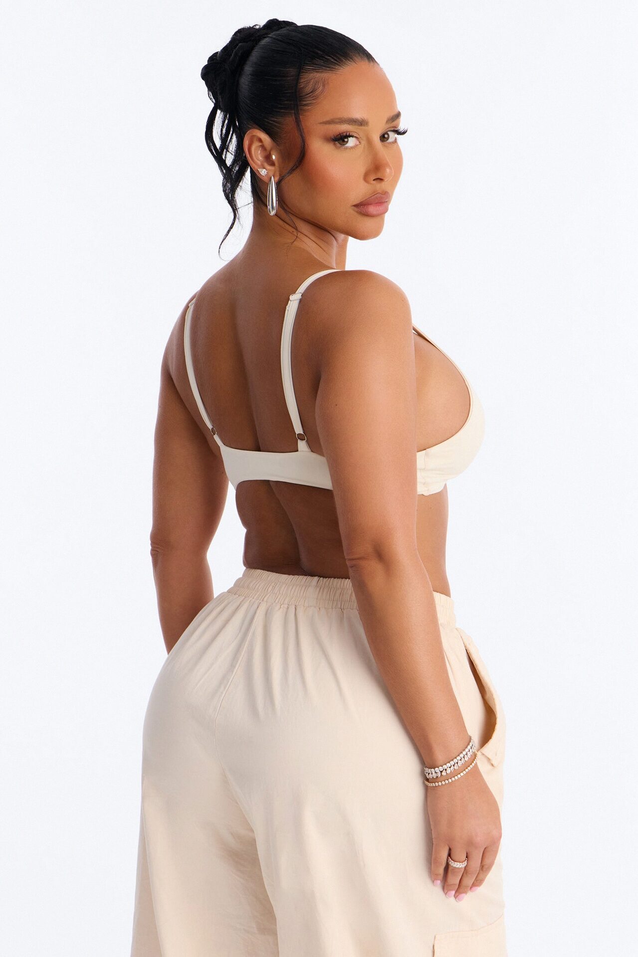 Second Skin Deep V Neck Bra Top - Bone