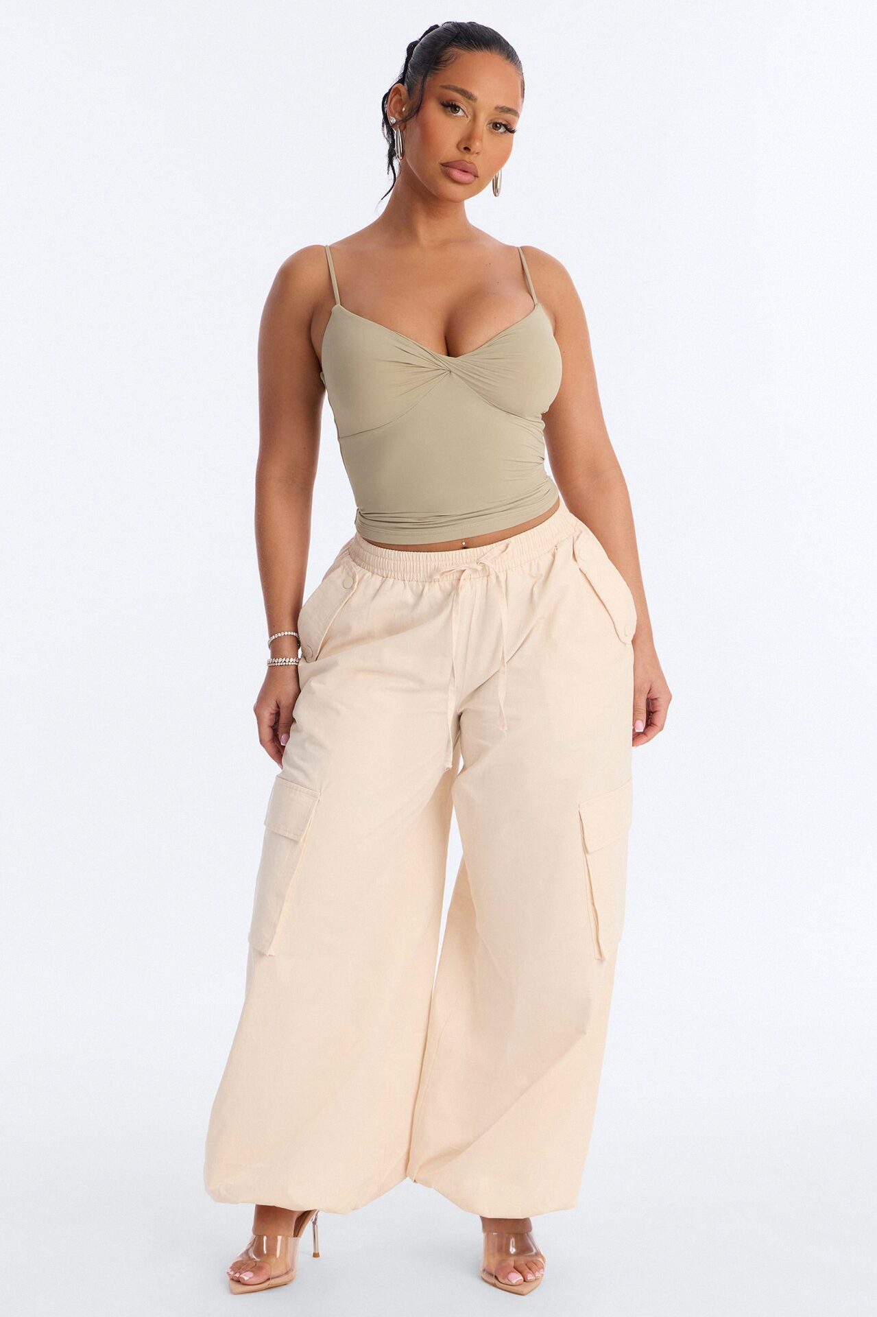 Second Skin Double Lined Twist Cami - Olive