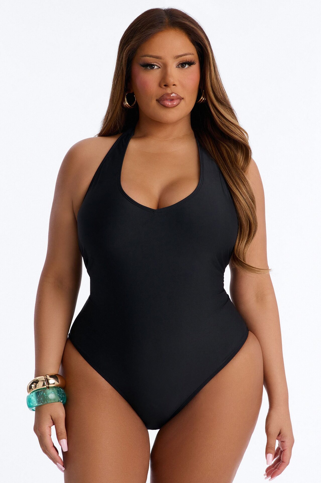 Summer Fling Scoop Neck 1 Piece Swimsuit - Black
