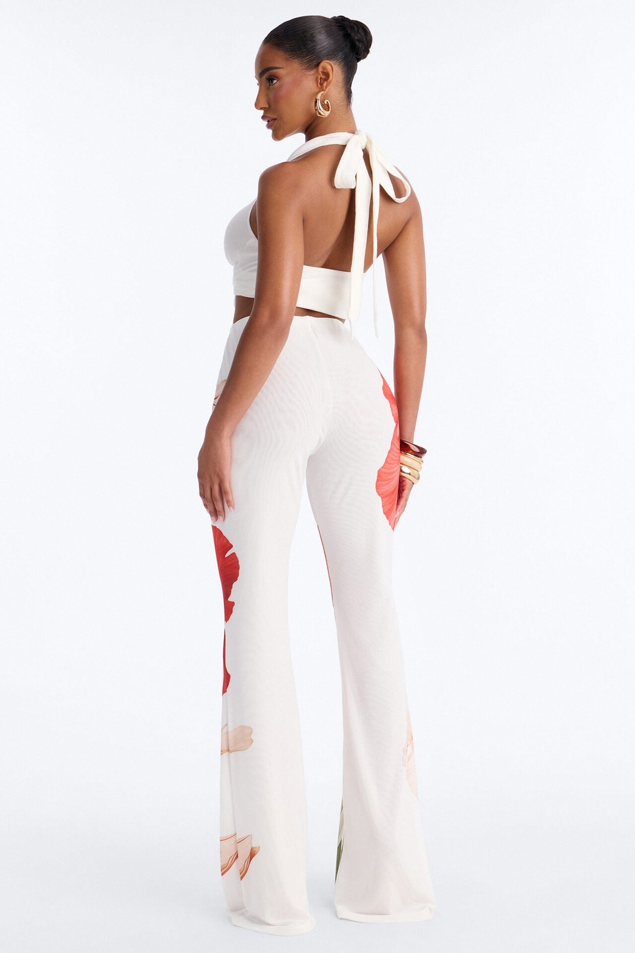 Taylor Double Mesh Skinny Flare Pant - White/combo