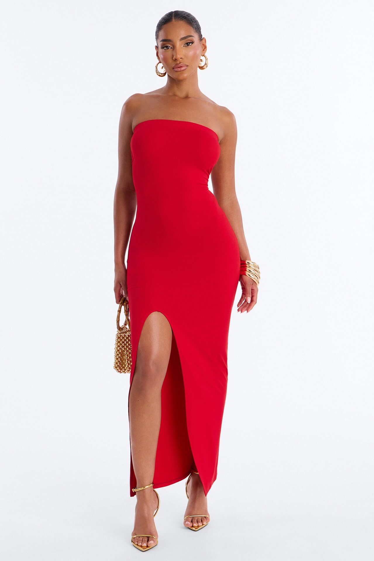 Larissa Strapless Maxi Dress - Red