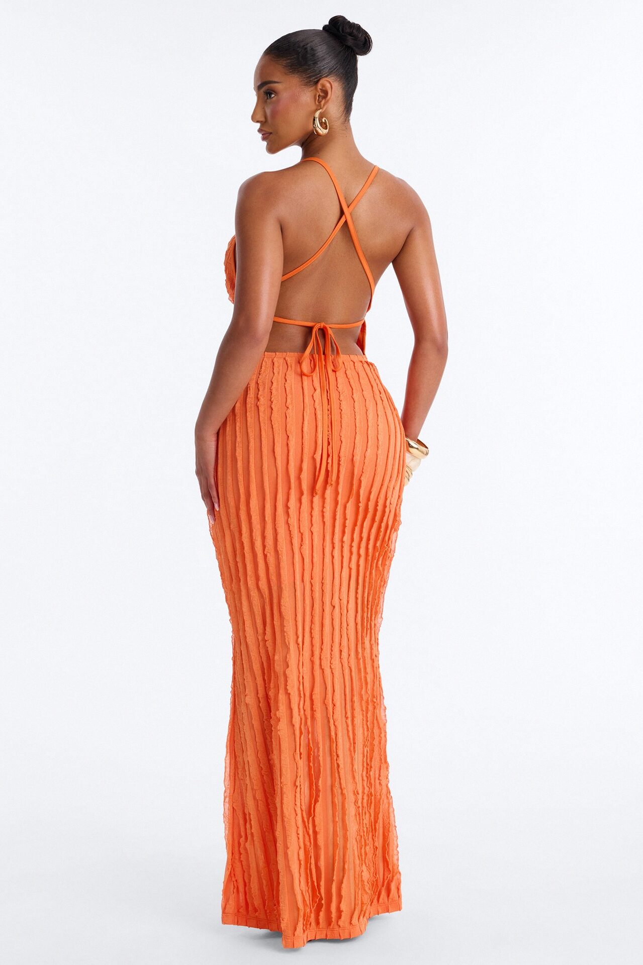 Like No Other Textured Maxi Dress - Coral