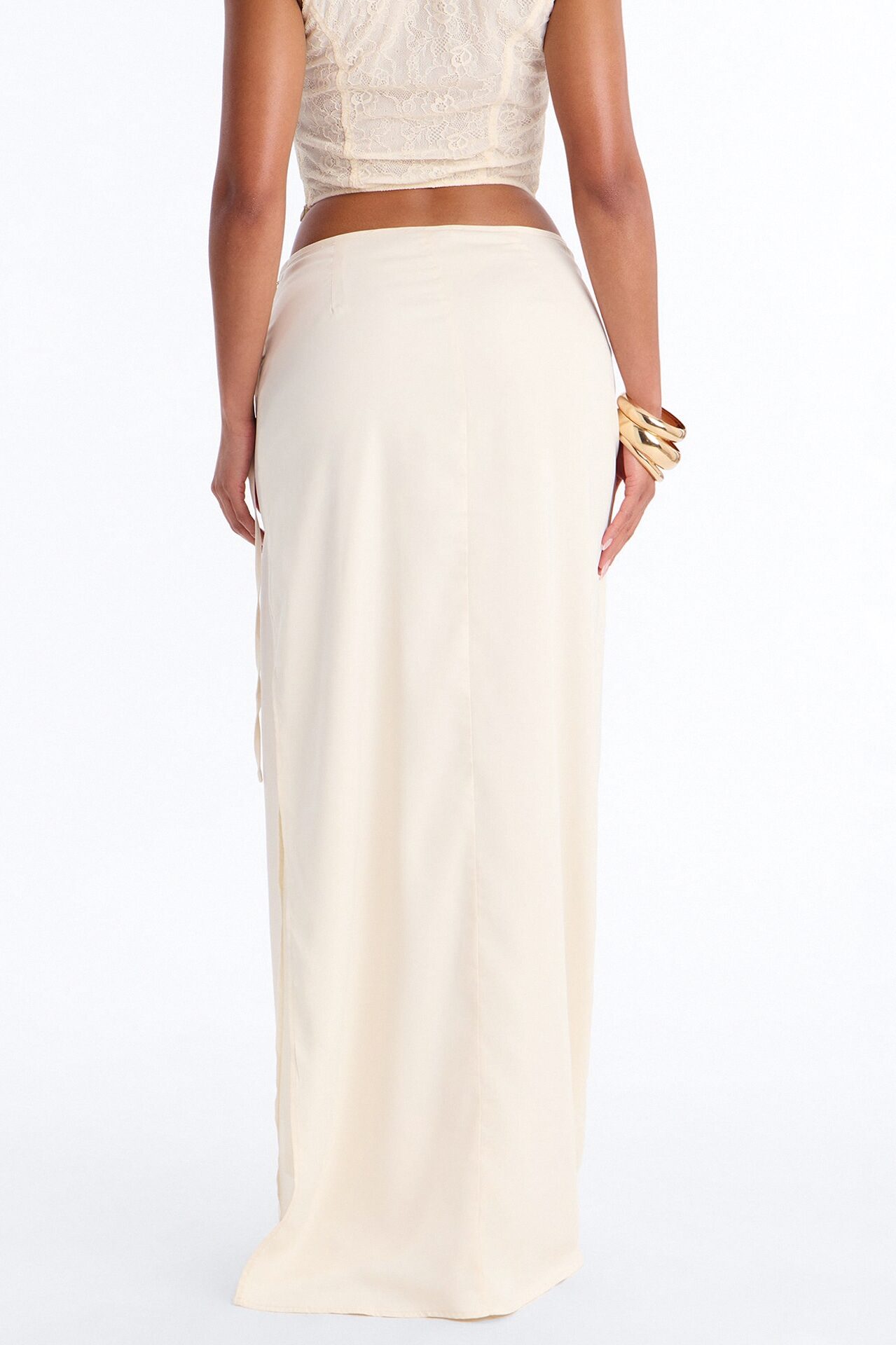 Phoebe Satin Wrap Maxi Skirt - Ivory