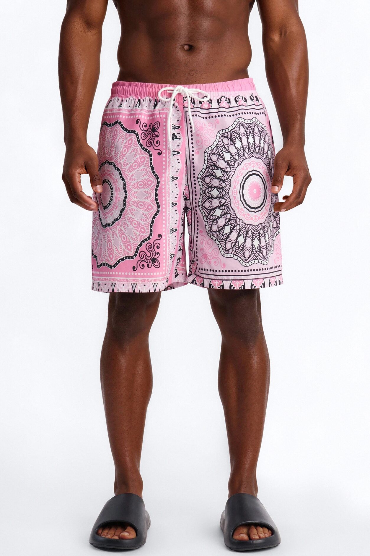 Split Bandana Current Swim Trunk 7″ - Pink