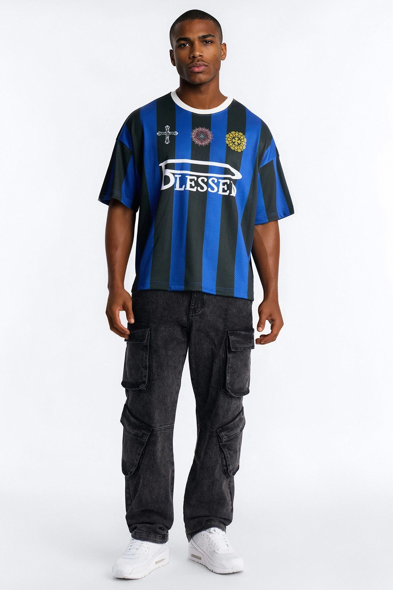 Blessed Oversized Soccer Jersey - Blue/combo