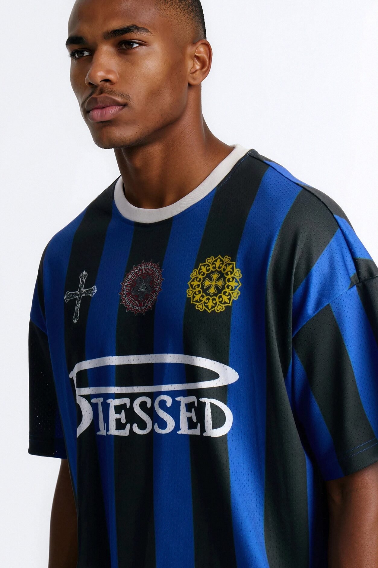 Blessed Oversized Soccer Jersey - Blue/combo