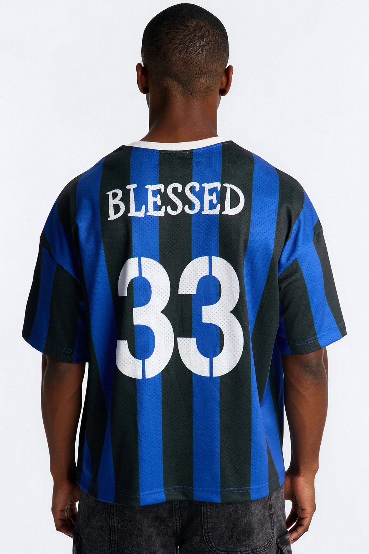 Blessed Oversized Soccer Jersey - Blue/combo