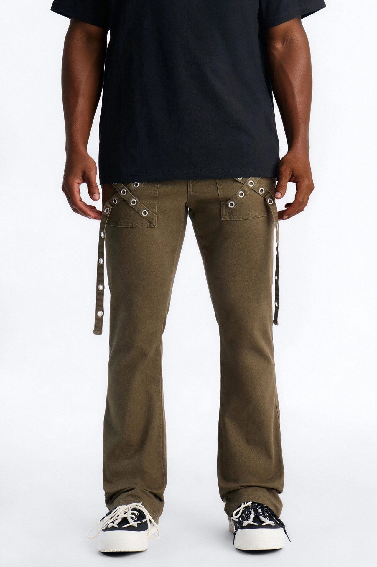 Stacked Slim Flare Retro Groove Pant - Olive
