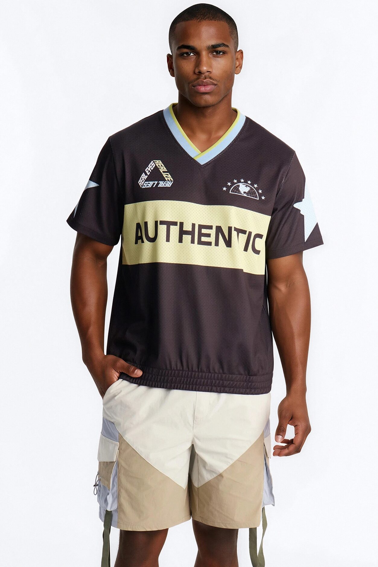 Real Eyes Mesh Jersey Short Sleeve Tee - Black