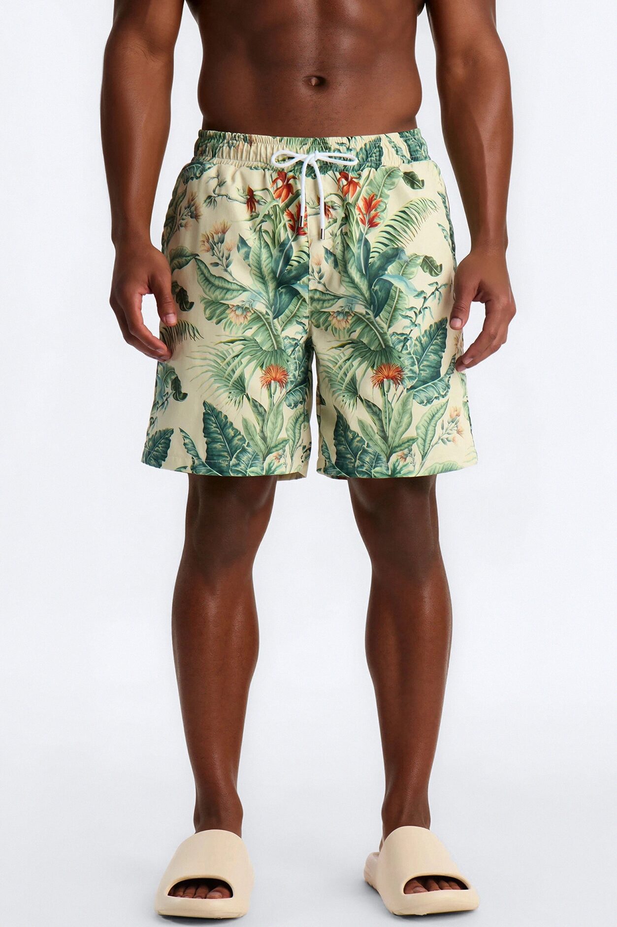 Tropical Cabana Swim Trunk 7″ - Green