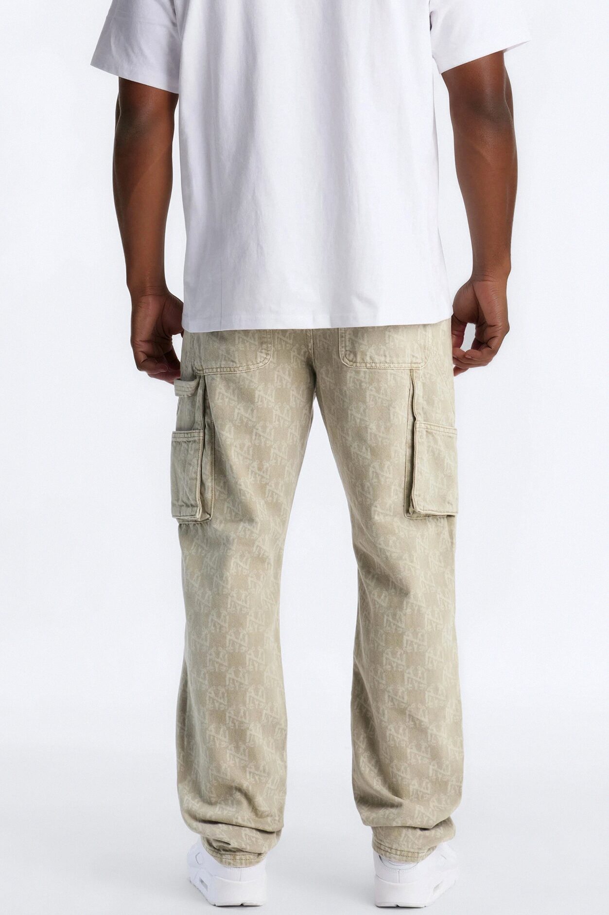 Straight Break Wide Monogram Distressed Jean - Sage