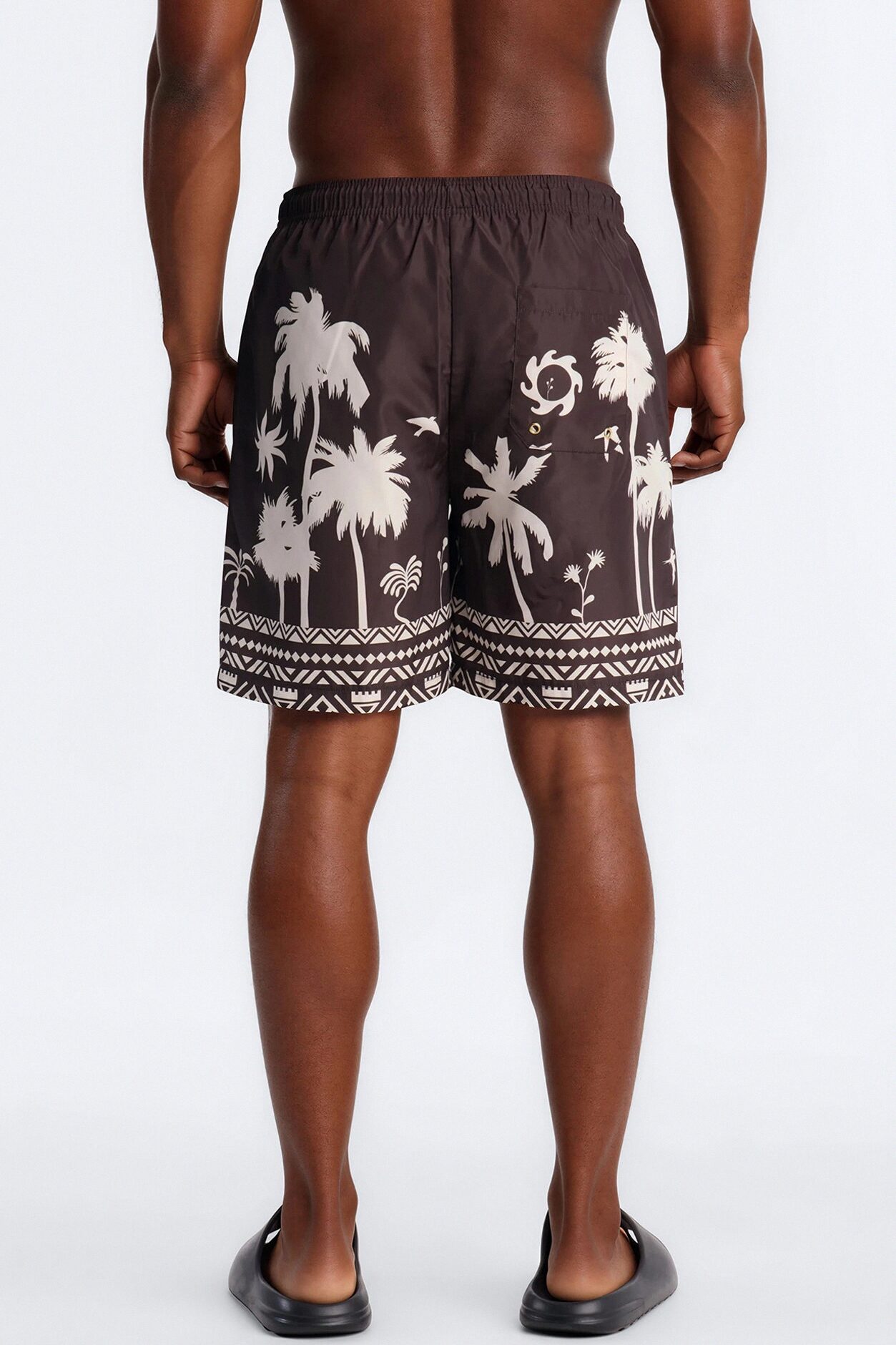 Dune Resort Border Printed Swim Trunk 7″ - Brown