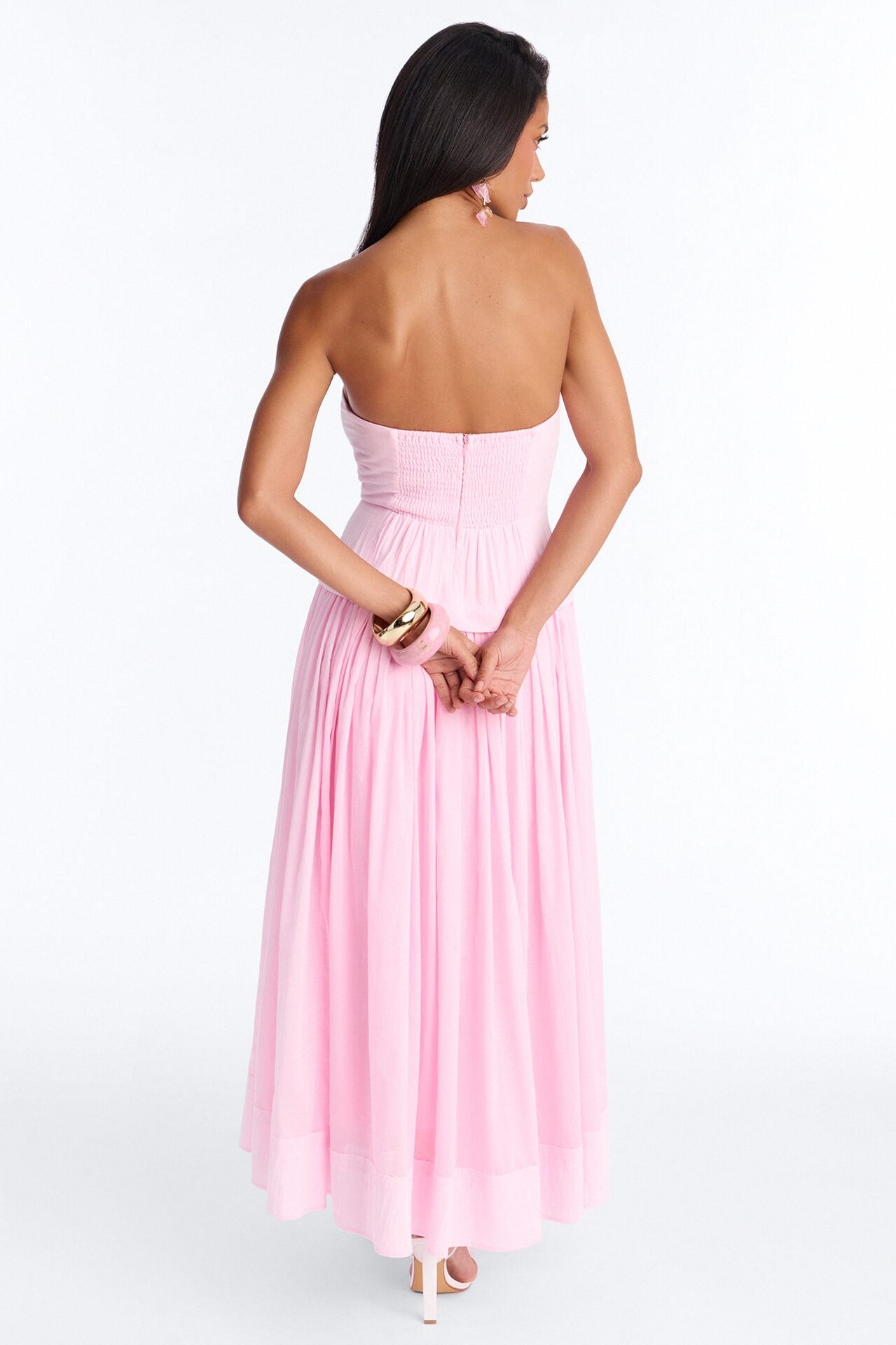 Denise Drop Waist Linen Maxi Dress - Pink
