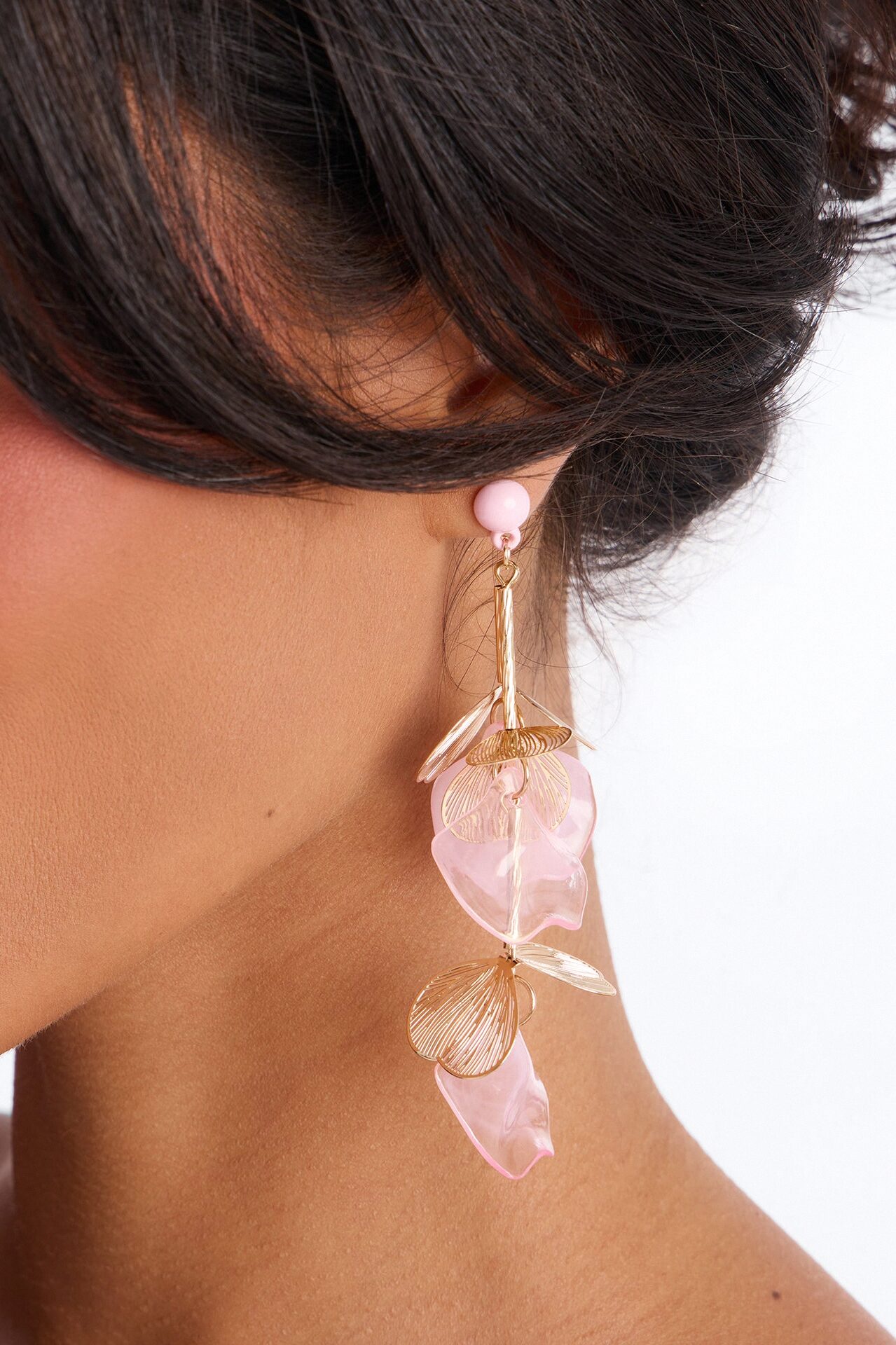 Got Me Blushing Drop Earrings - Gold/Pink