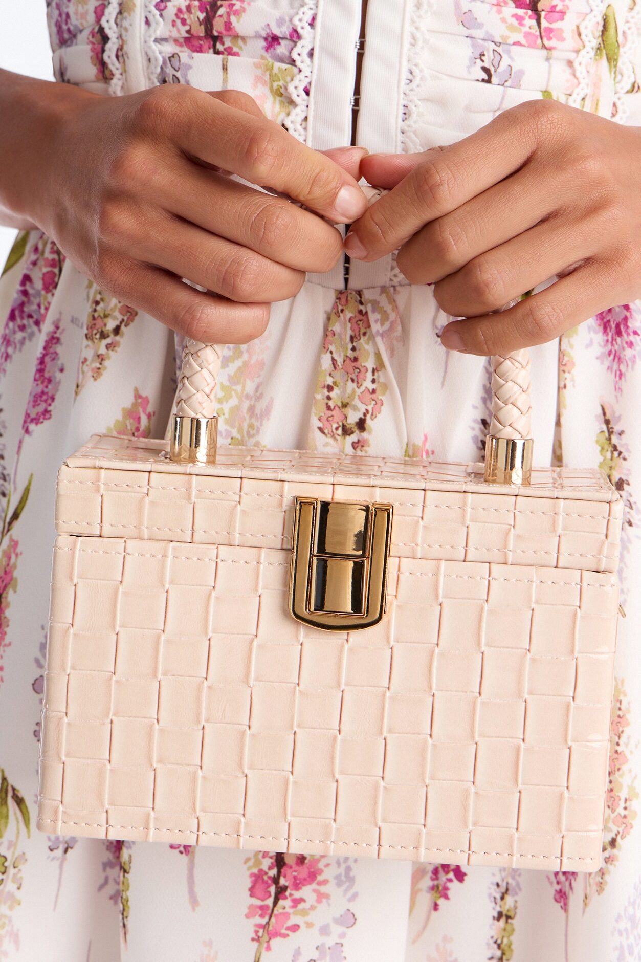 All Over The City Embossed Croc Satchel Handbag - Pink