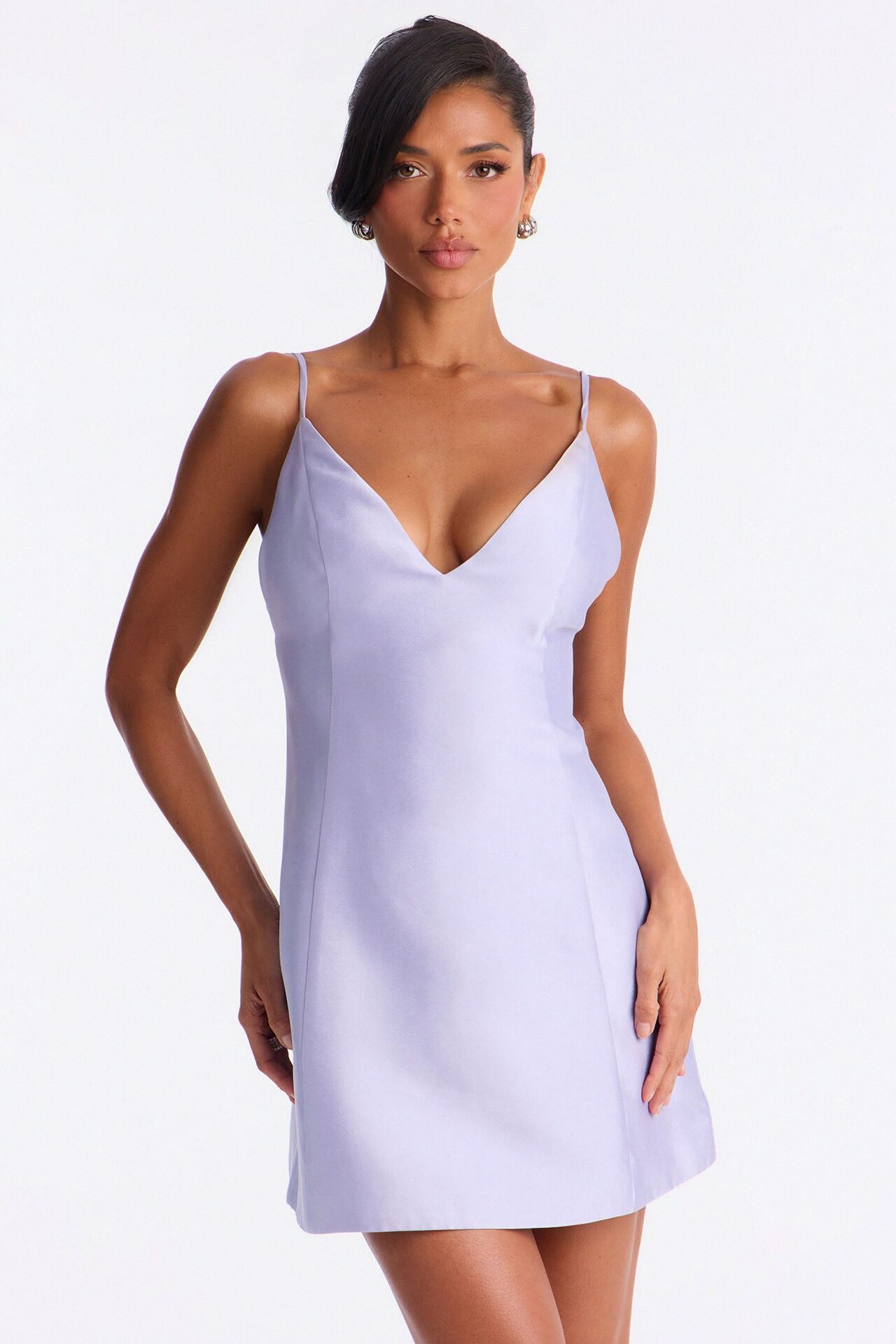 Eden A Line Taffeta Mini Dress - Lavender