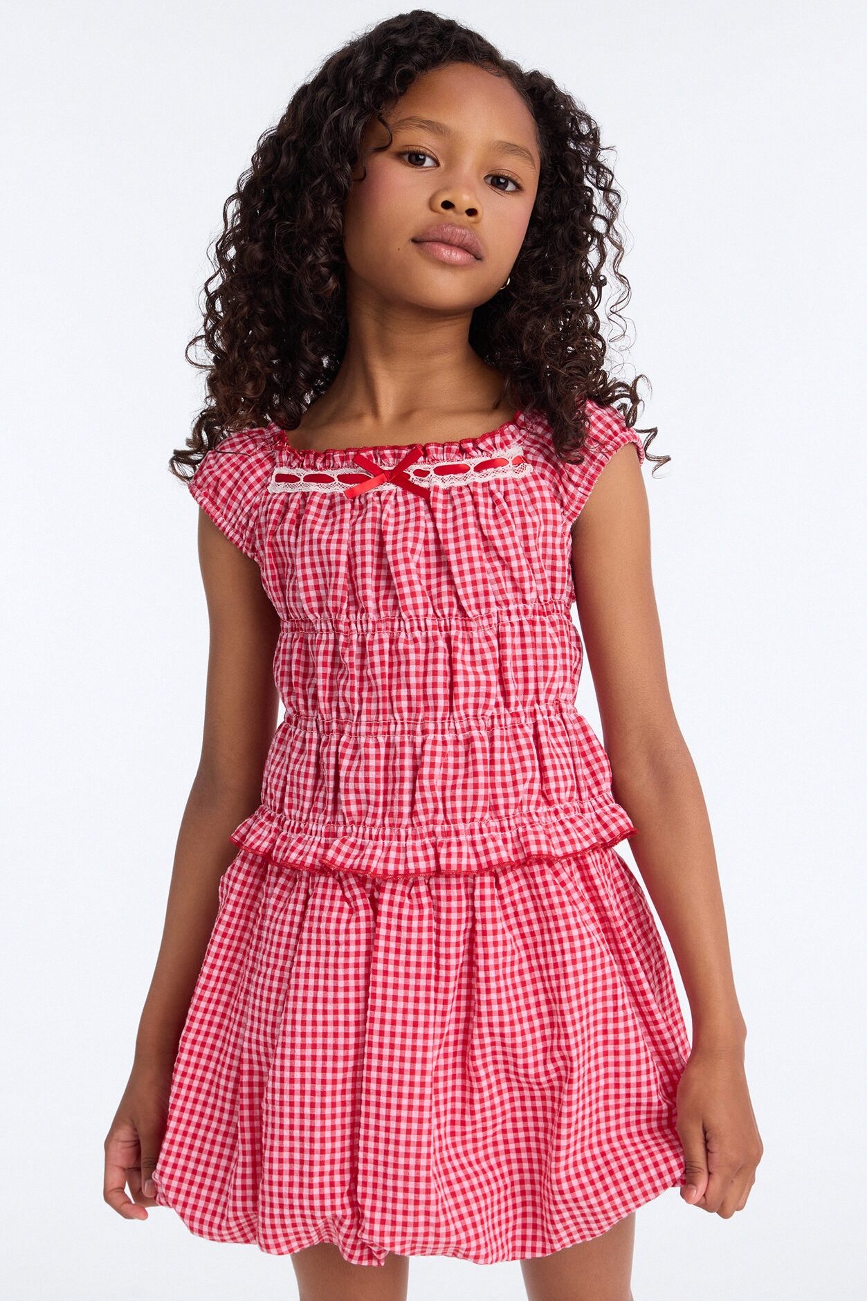 Mini Going With The Flow Bubble Skirt Set - Red/combo