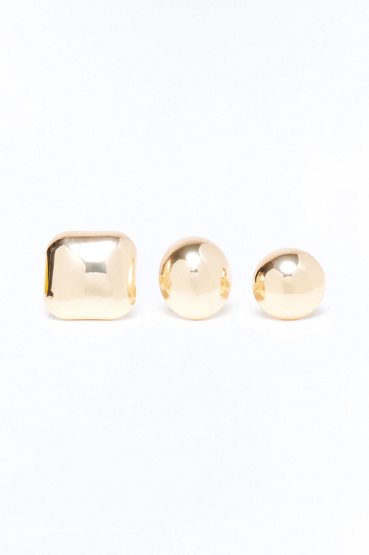 Moon Stone 3 Piece Ring Set - Gold