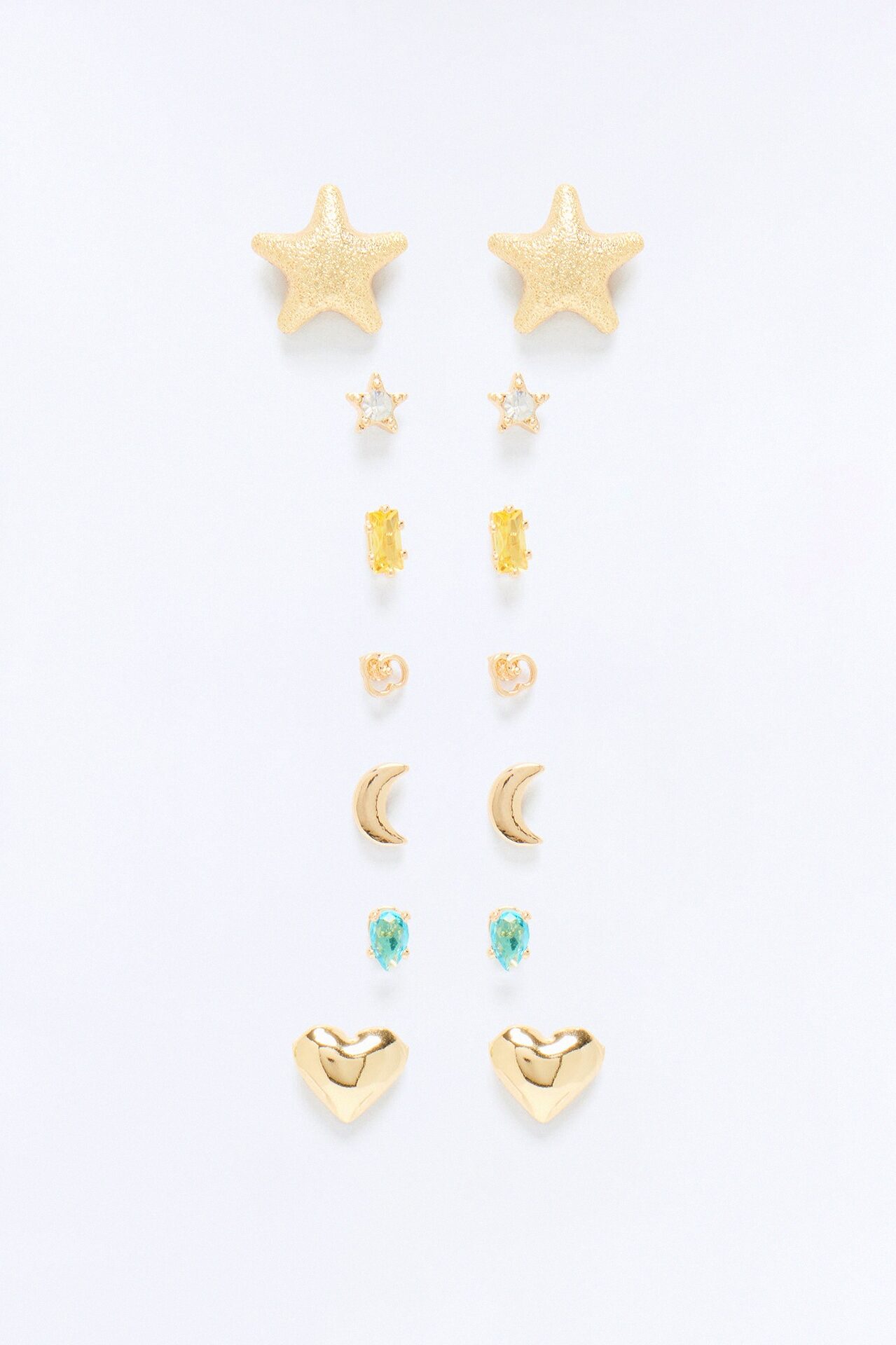 Stars And The Moon 7 Pair Multi Earring Set - Gold/combo