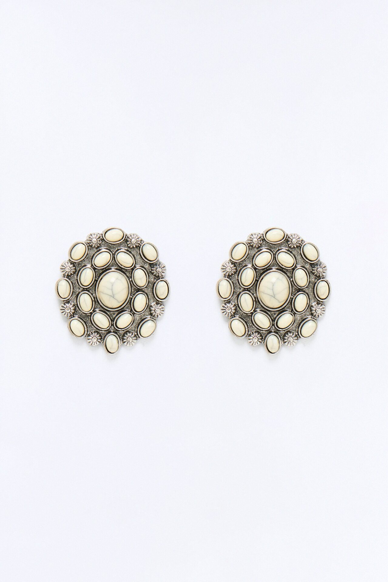 Roxanne Stud Earrings - White/Silver