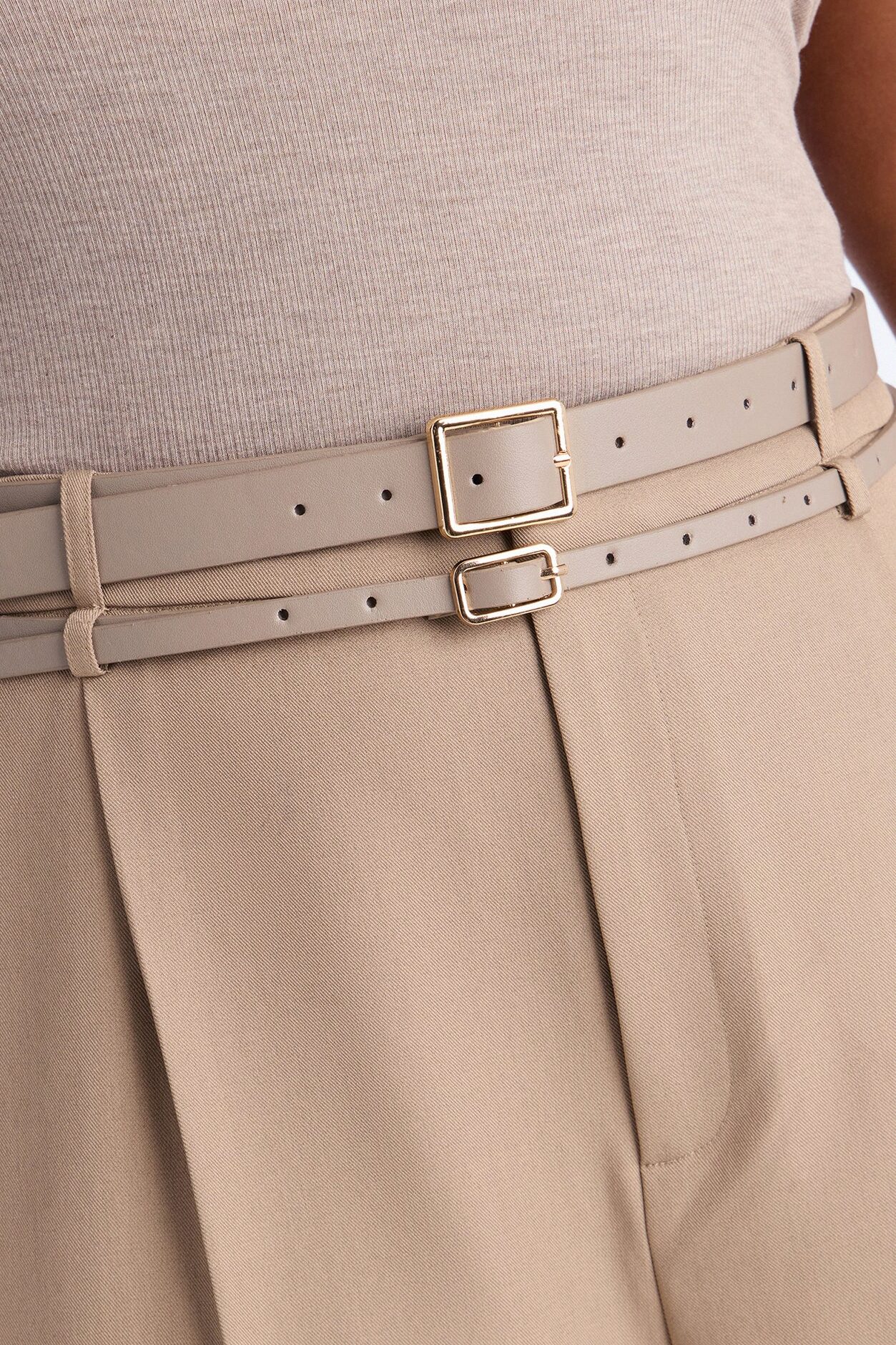 Geraldine Belted Wide Leg Trousers 33″ - Camel