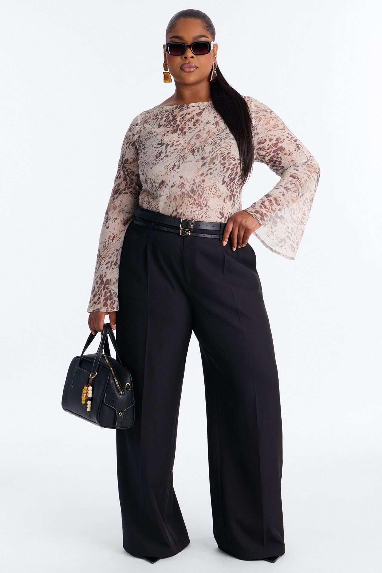 Tonight's The Vibe Leopard Chiffon Blouse - Brown/combo