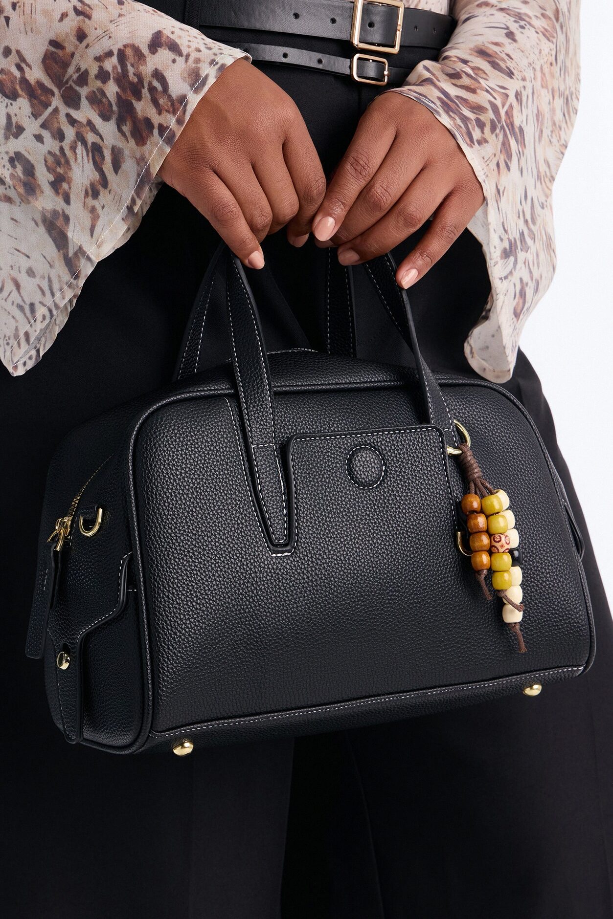 New Must Faux Leather Satchel Bag - Black