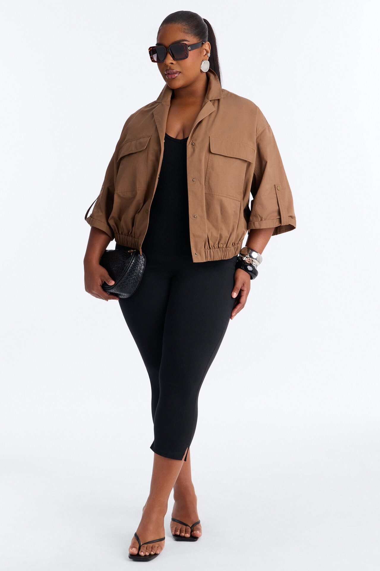 Plans Made Oversized Airflow Shirt - Brown