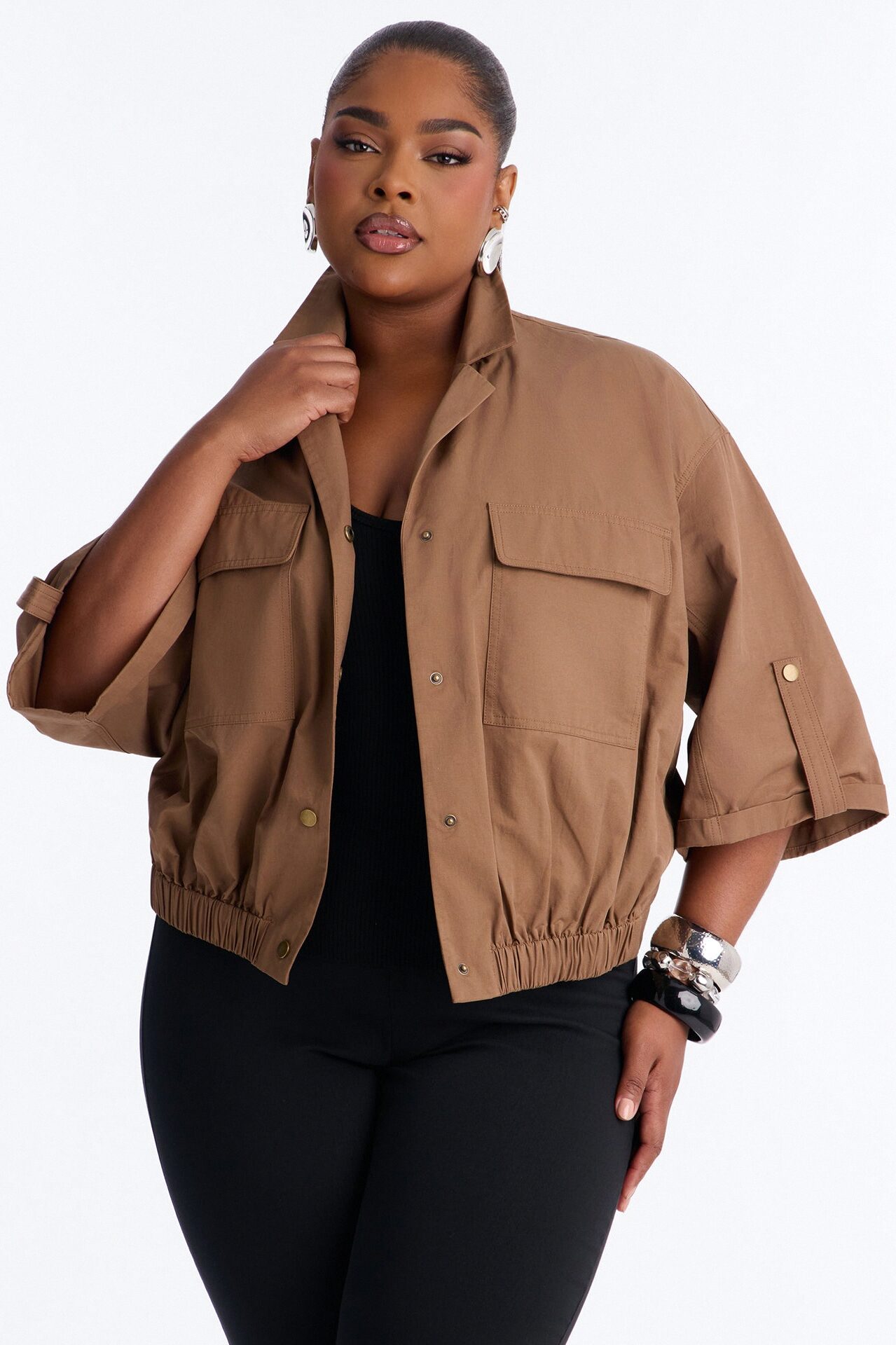 Plans Made Oversized Airflow Shirt - Brown