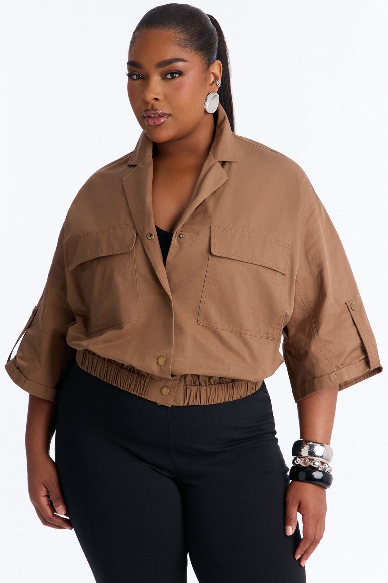 Plans Made Oversized Airflow Shirt - Brown