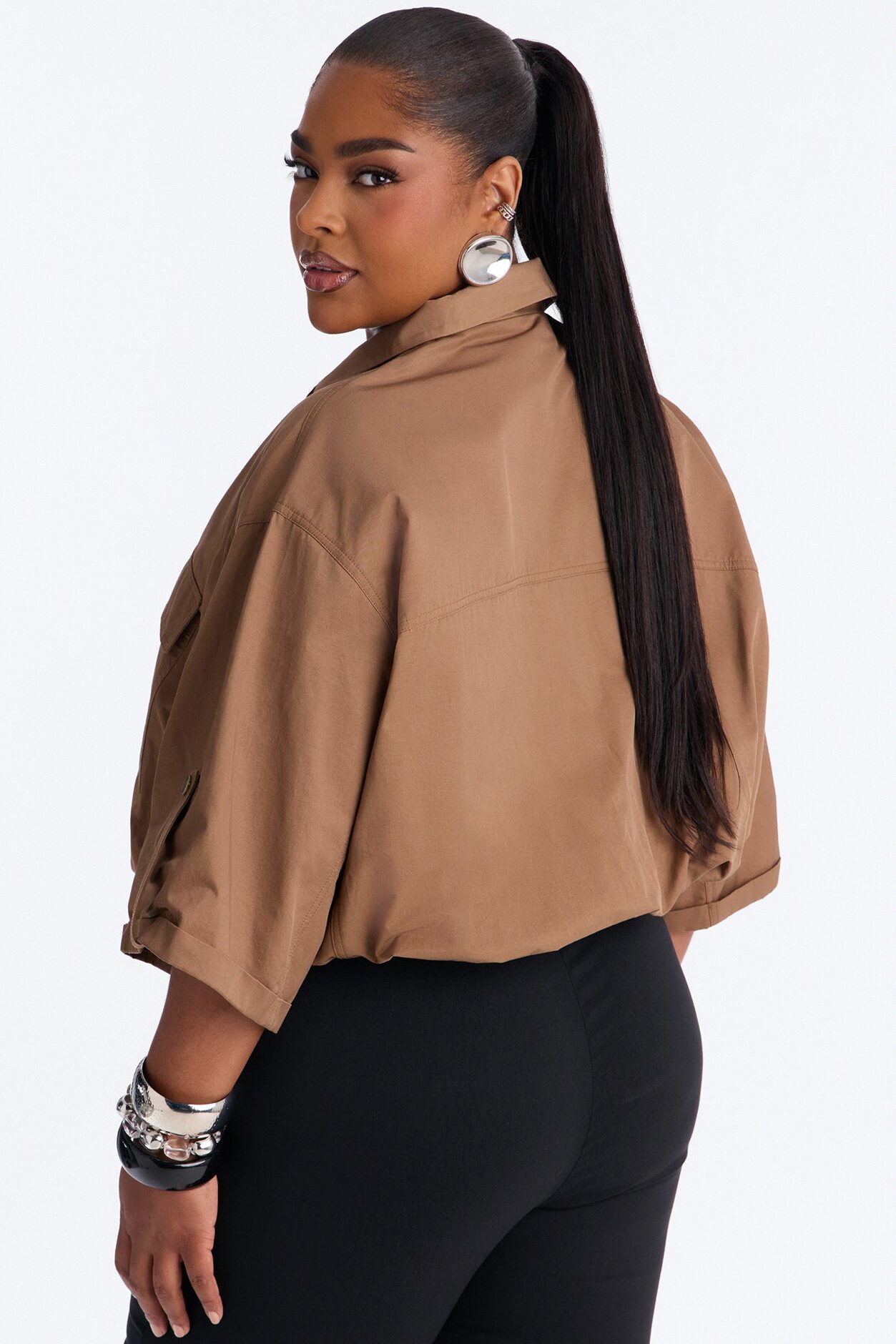 Plans Made Oversized Airflow Shirt - Brown