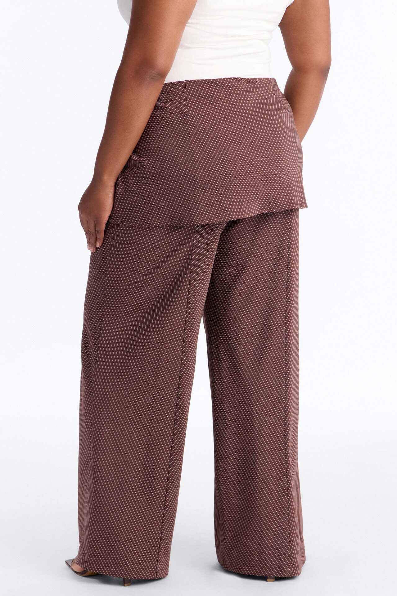 Cummerbund Wrap Waist Skirt Trouser - Brown
