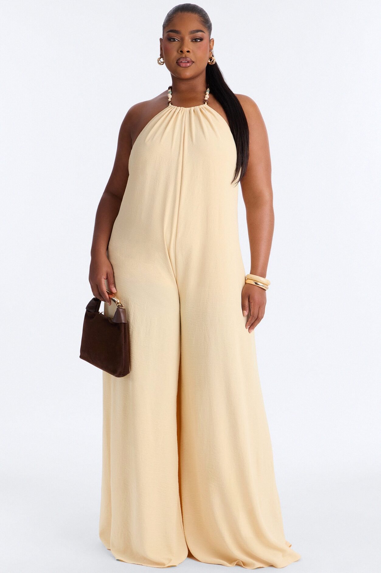 Kalana Beaded Halter Jumpsuit - Yellow