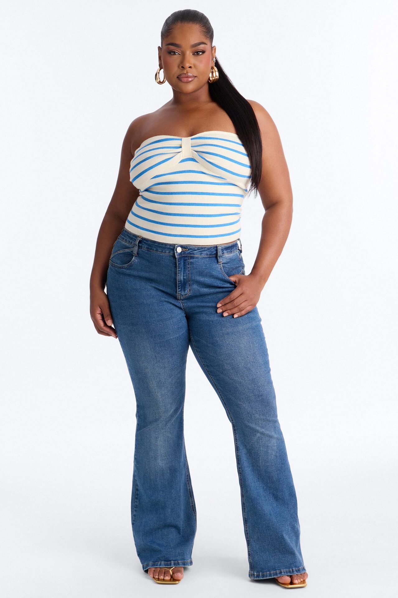 In A Daze Striped Twist Sweater Top - Blue/combo