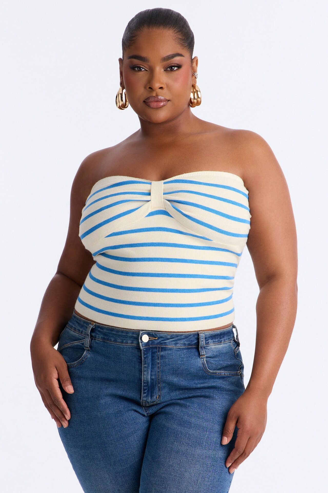 In A Daze Striped Twist Sweater Top - Blue/combo
